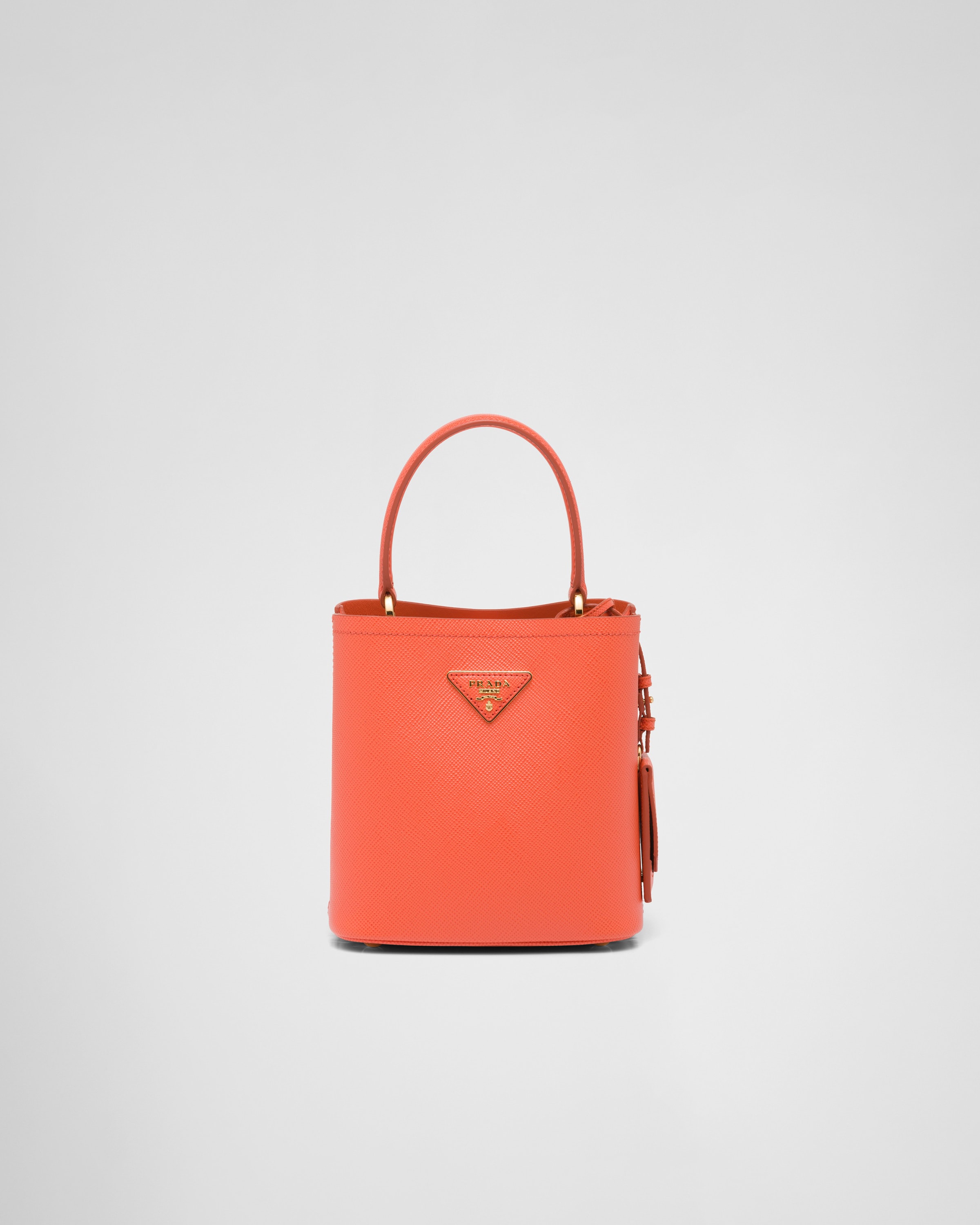 Orange Small Saffiano Leather Prada Panier Bag