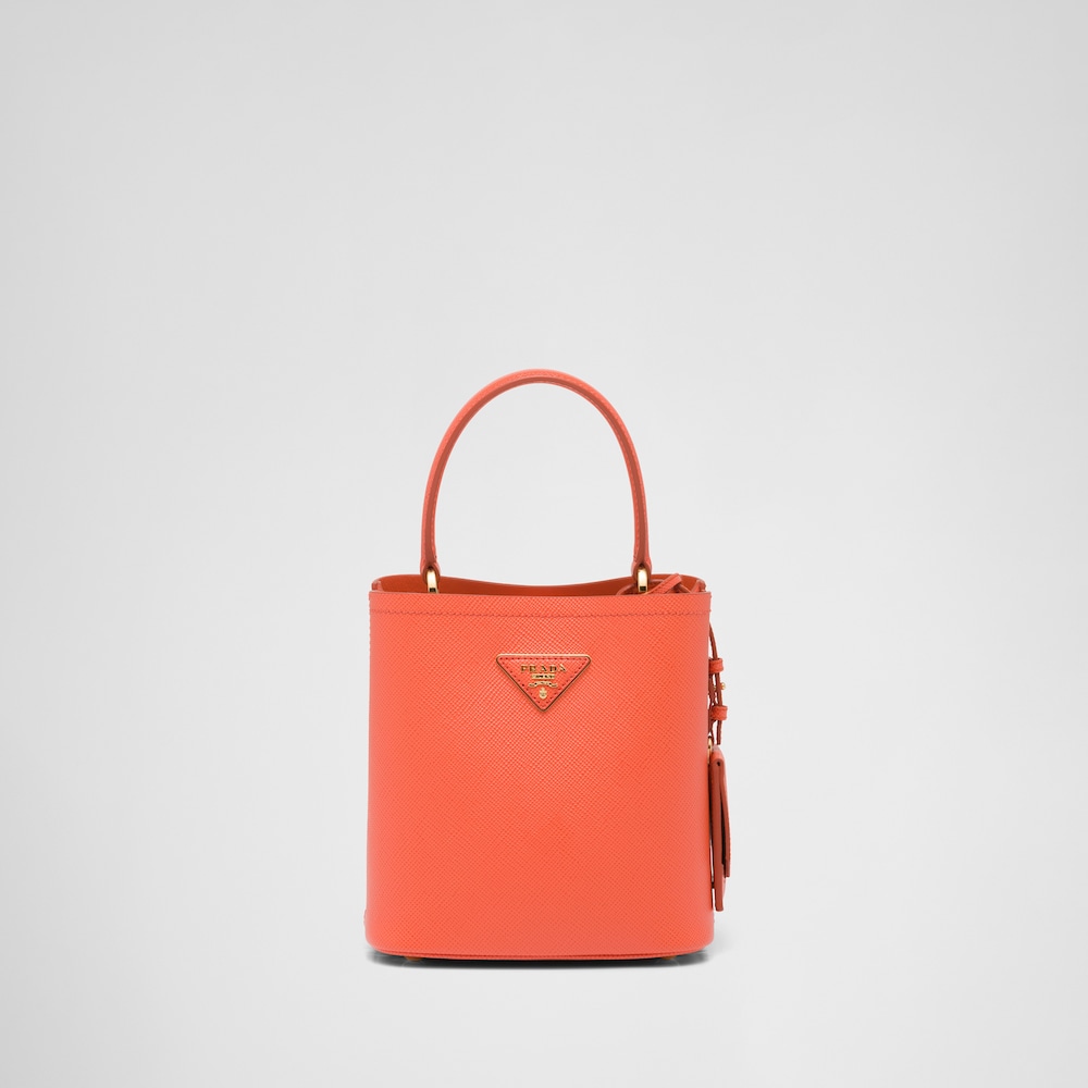 Orange Small Saffiano Leather Prada Panier Bag | Prada