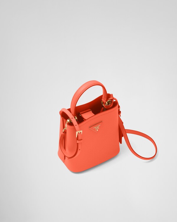 Orange Small Saffiano Leather Prada Panier Bag PRADA