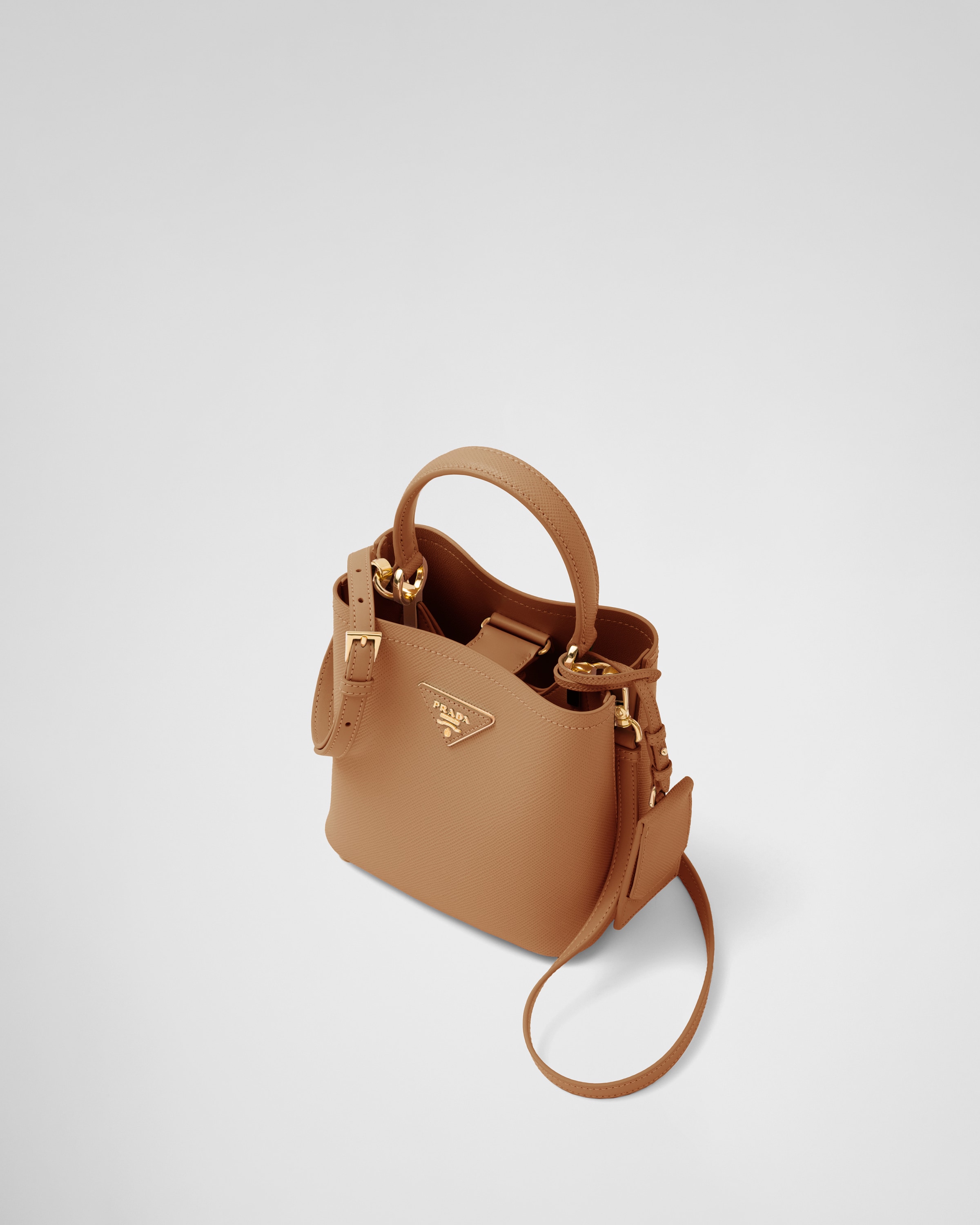 Caramel Small Saffiano Leather Prada Panier Bag PRADA
