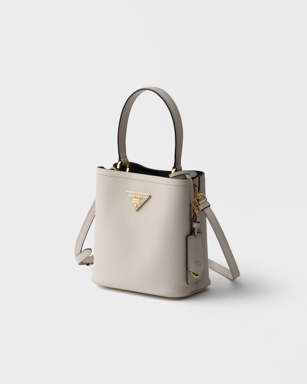 Prada Panier mini Saffiano leather bag - Chalk White/Black Prada Panier mini Saffiano leather bag - Chalk White/Black