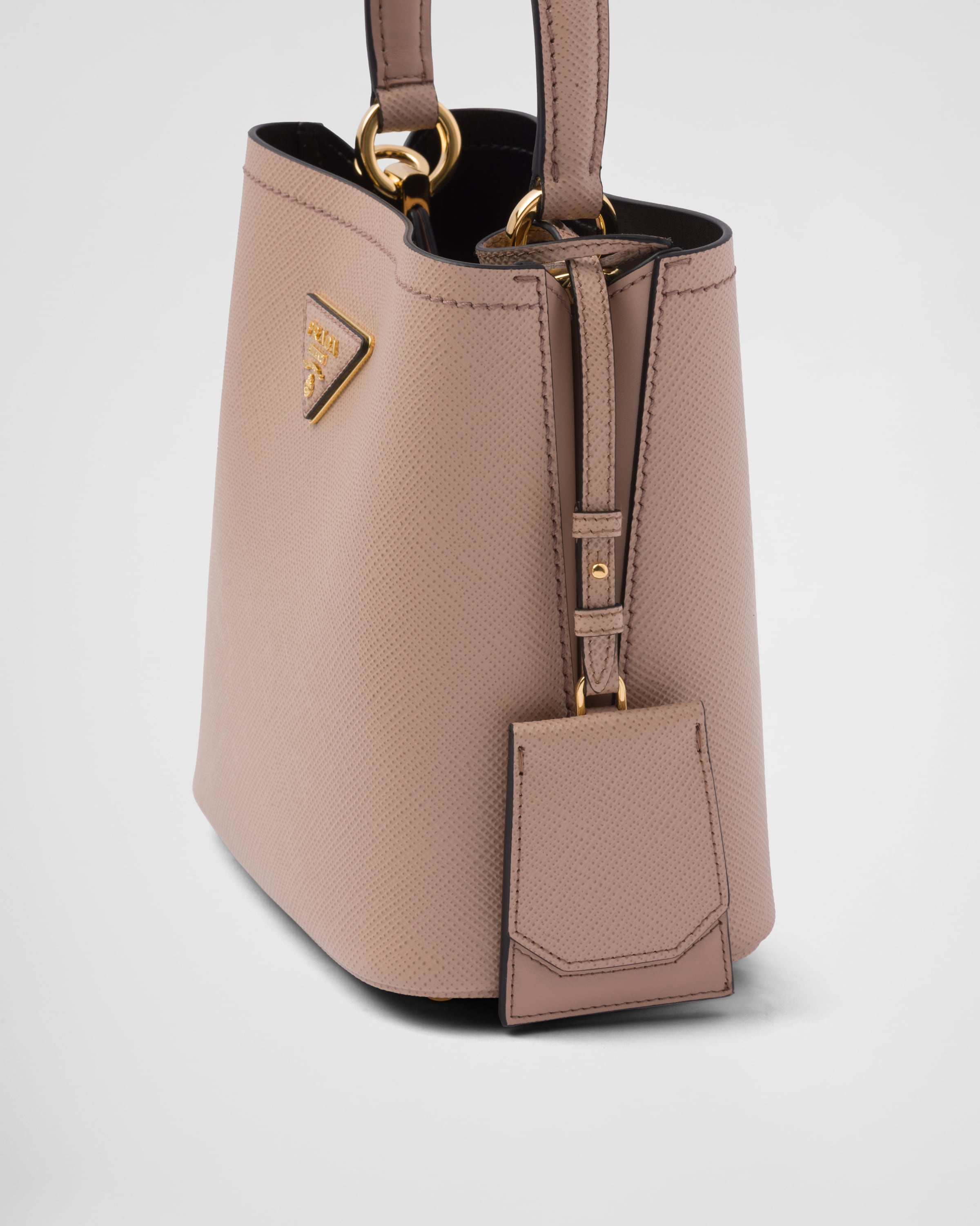 Powder Pink black Small Saffiano Leather Prada Panier Bag PRADA