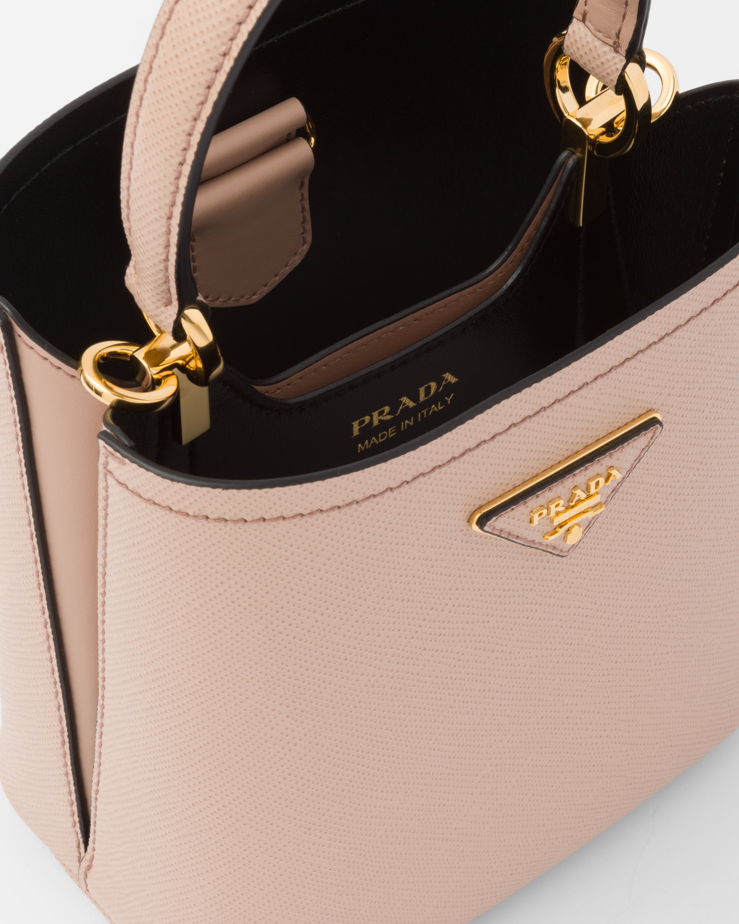 Kleine Prada Panier Tasche aus Saffiano-Leder