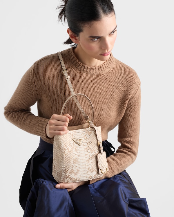 Prada Panier python nubuck leather mini-bag - Sand Beige Prada Panier python nubuck leather mini-bag - Sand Beige