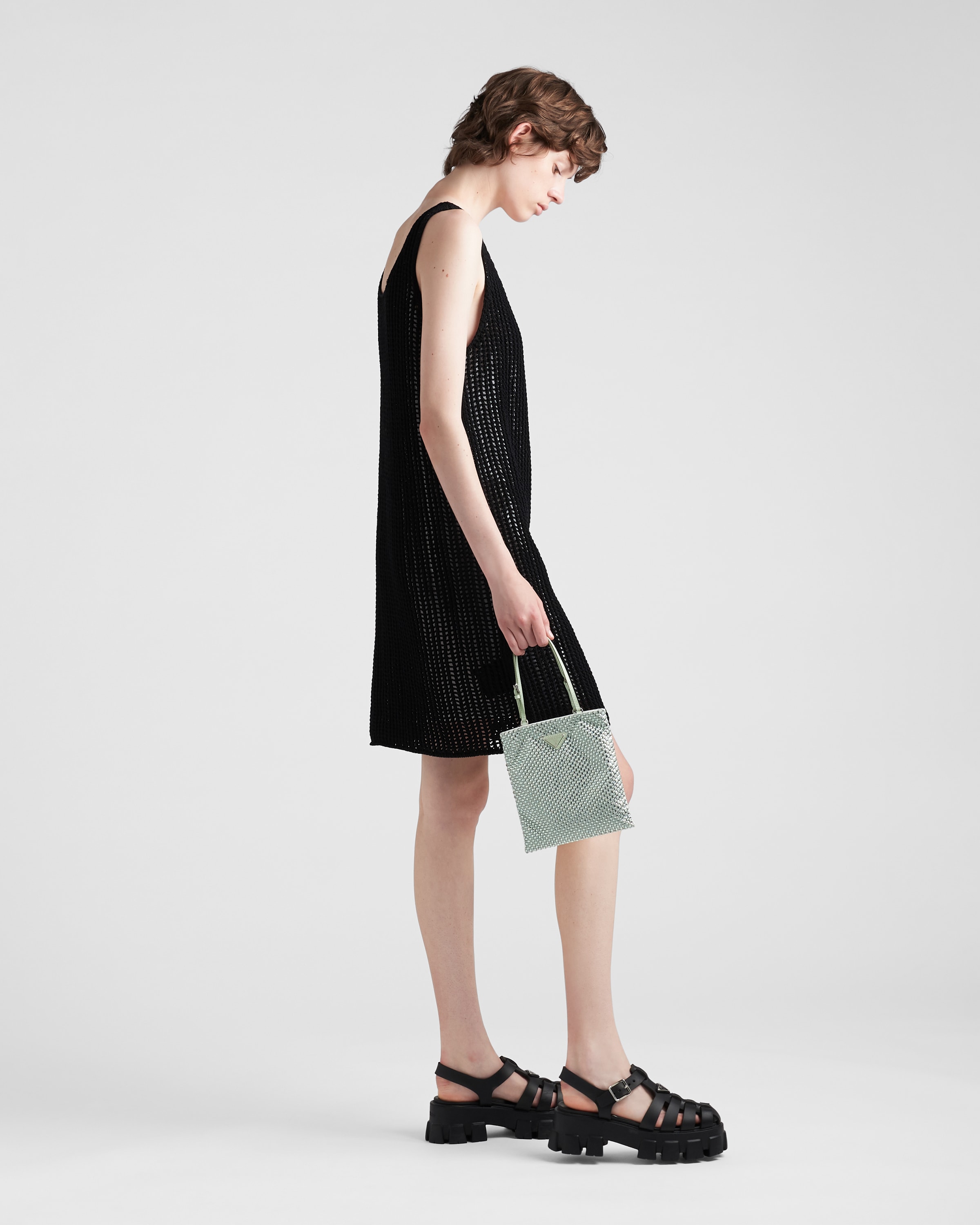 Prada Borsa a mano in raso con cristalli 7