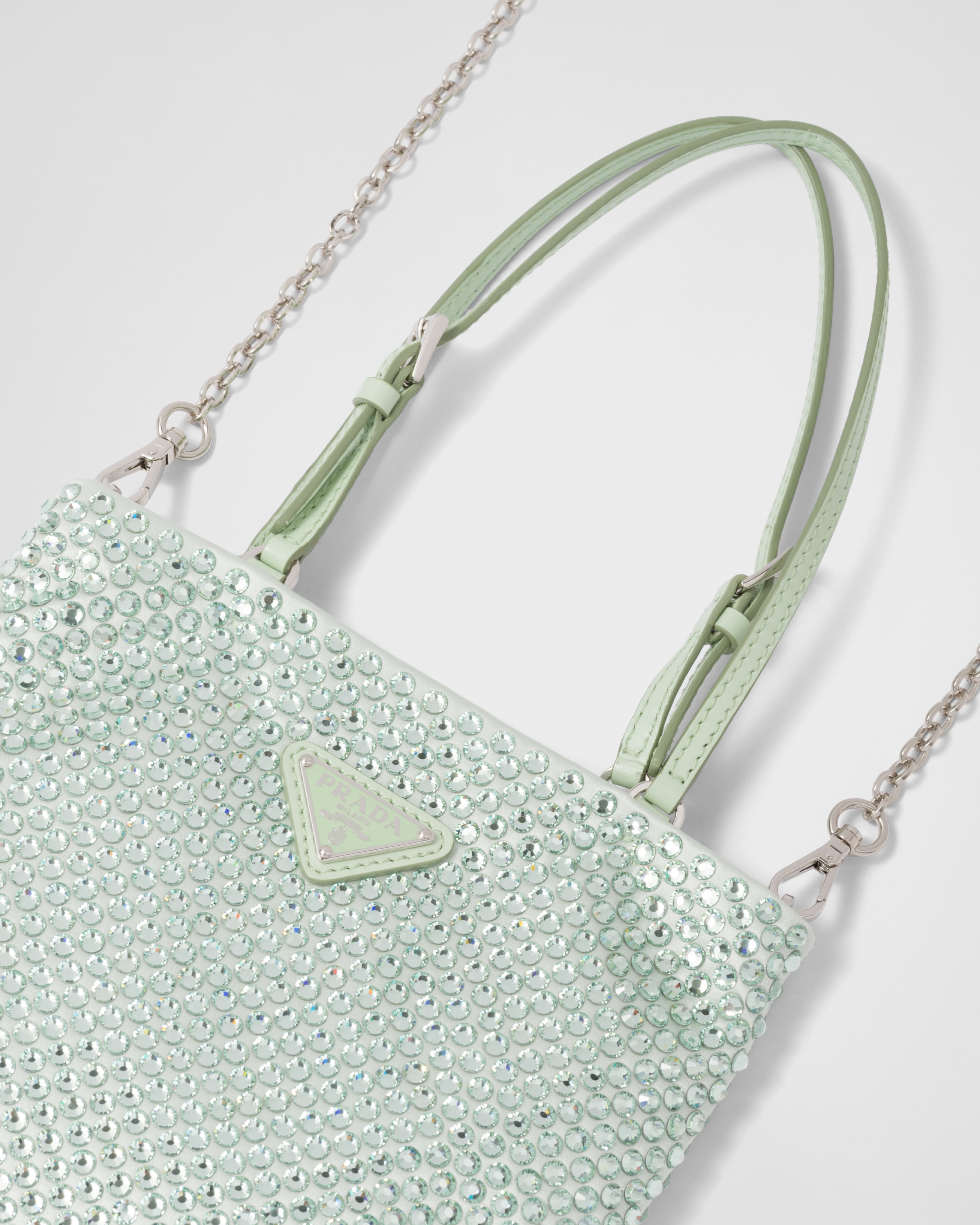 Prada Borsa a mano in raso con cristalli 6