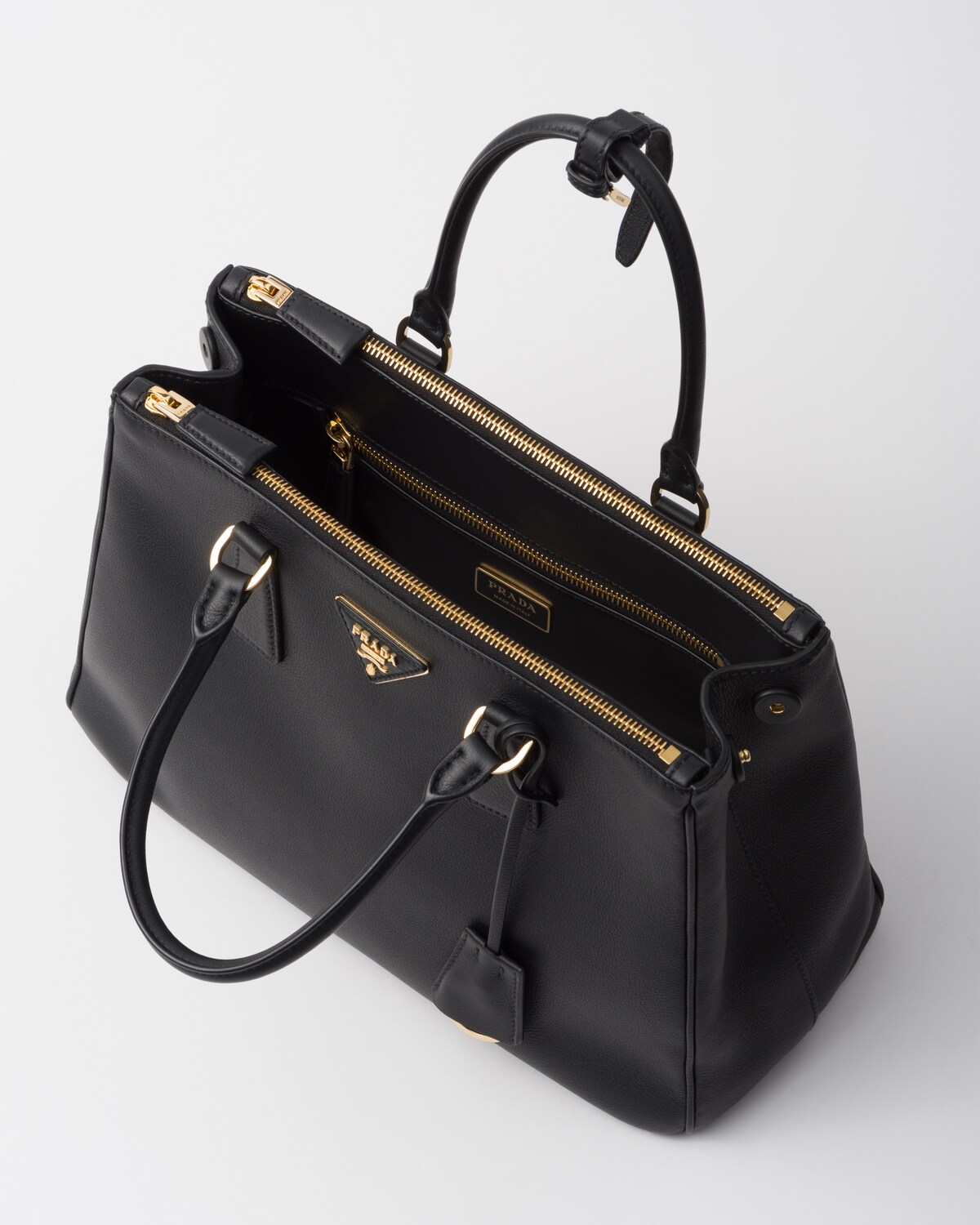 Black Prada Galleria Large Leather Bag PRADA