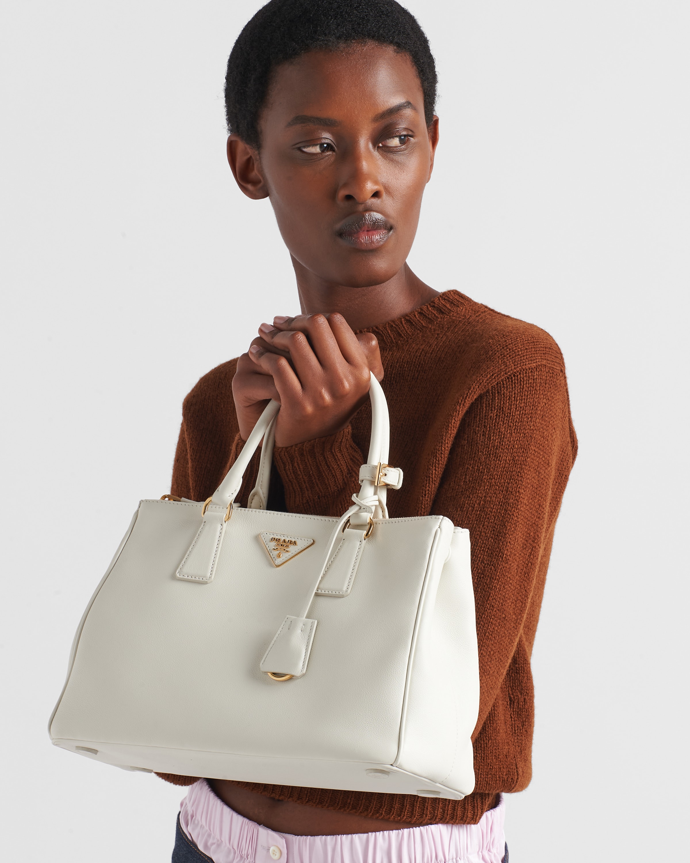 White Large Prada Galleria Leather Bag PRADA