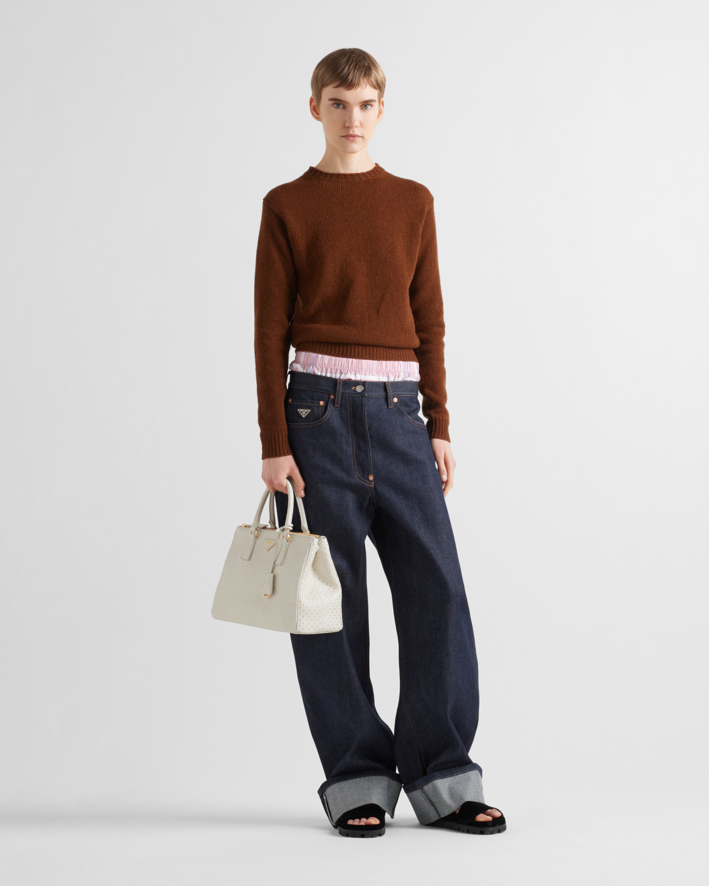 PRADA シッフ 大きい トトハック 1BG522VOOO2CYS F03BH White Large Prada Galleria studded leather bag | PRADA