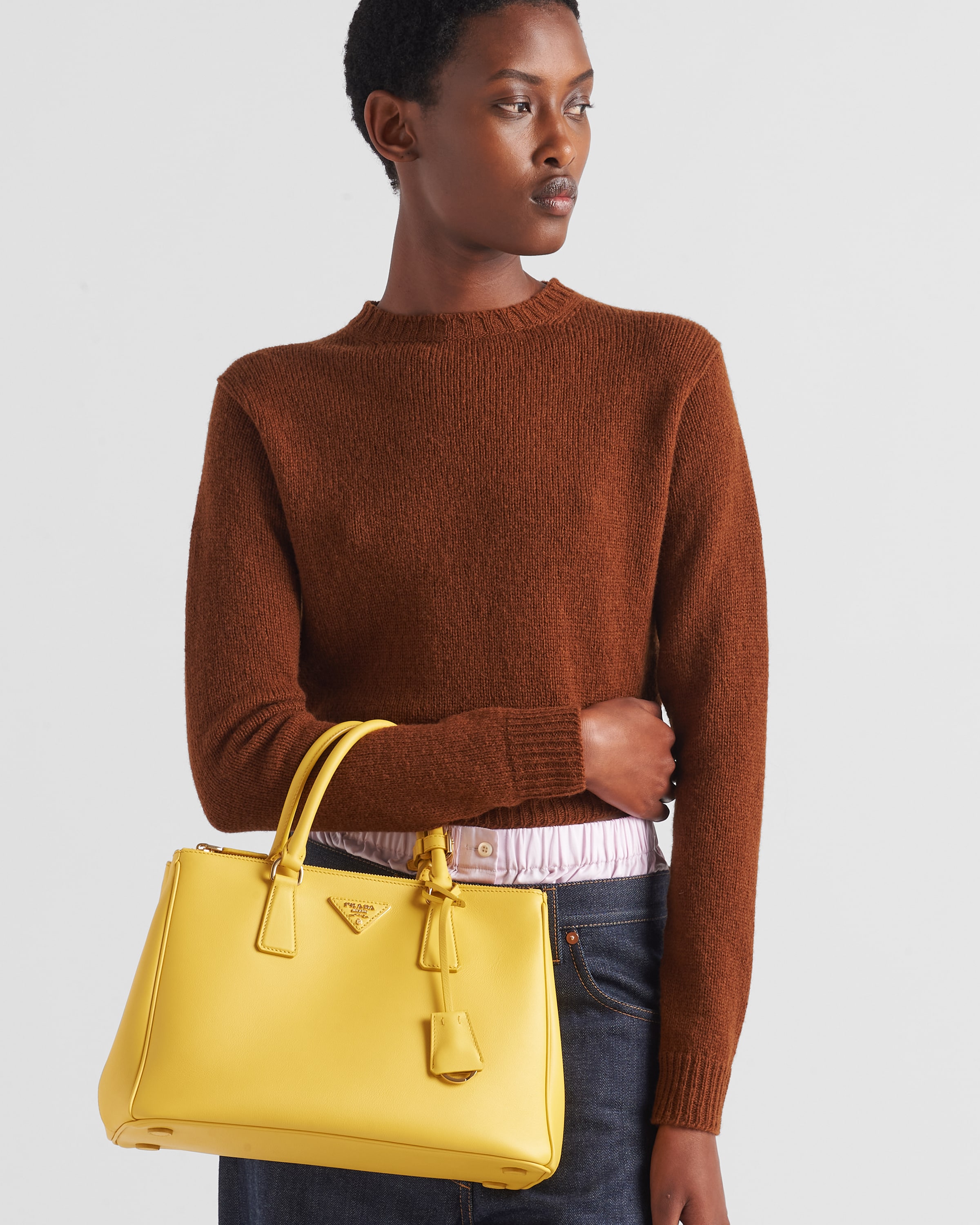 Sunny Yellow Prada Galleria large leather bag | PRADA