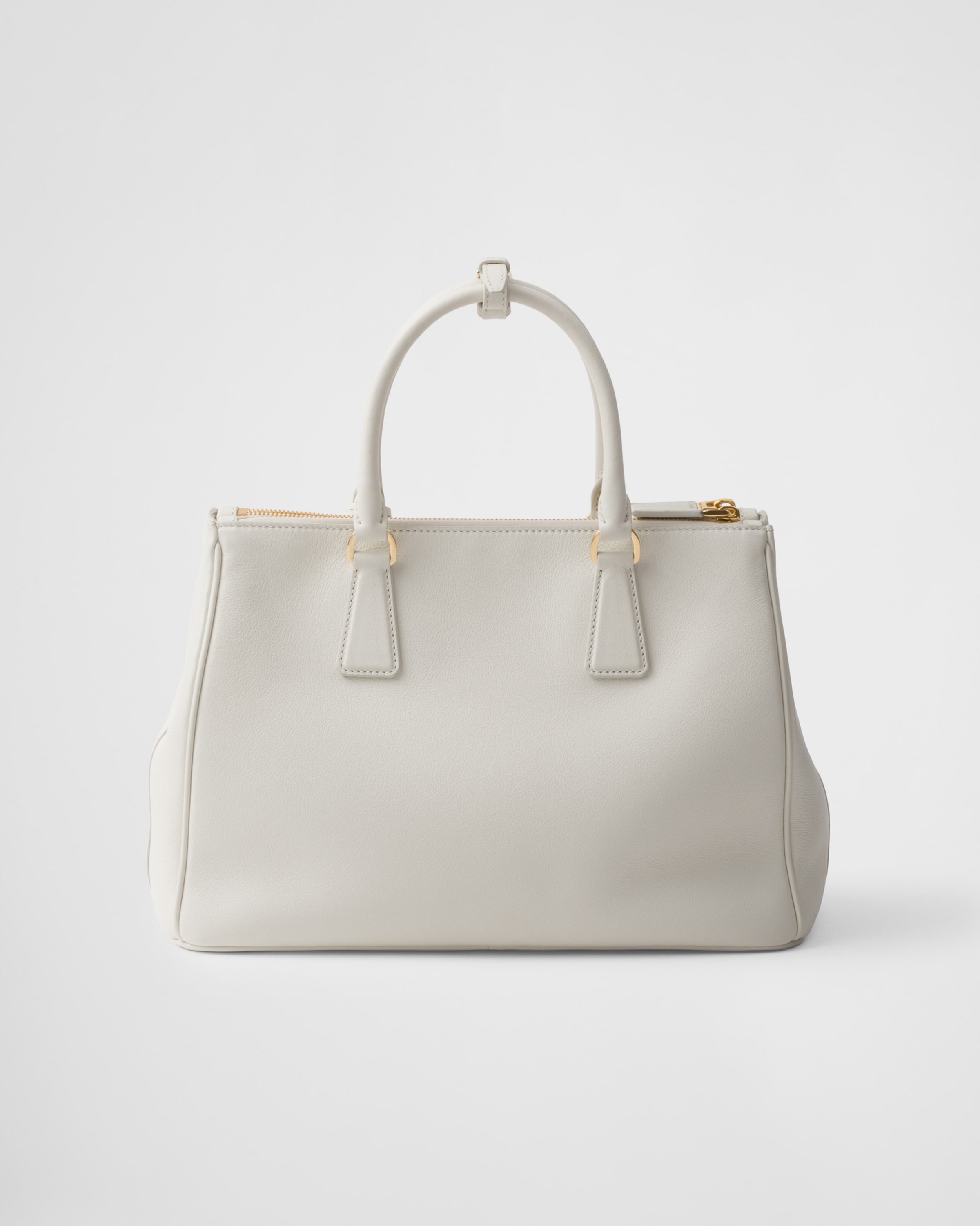 Shop Prada Large Galleria Leather Bag With Floral Appliqués In White/sunshine Yellow