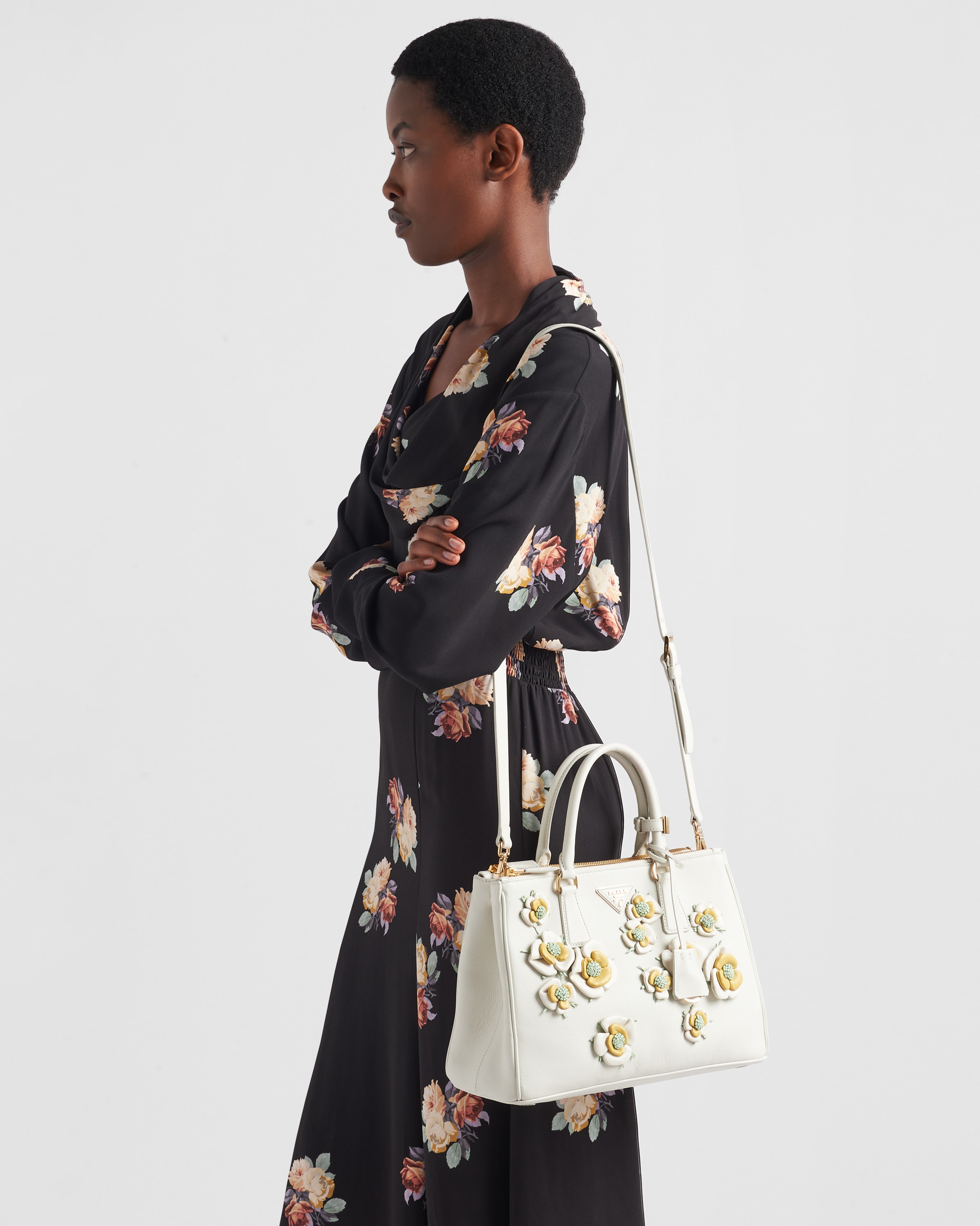 White/Pineapple Yellow Large Prada Galleria leather bag with