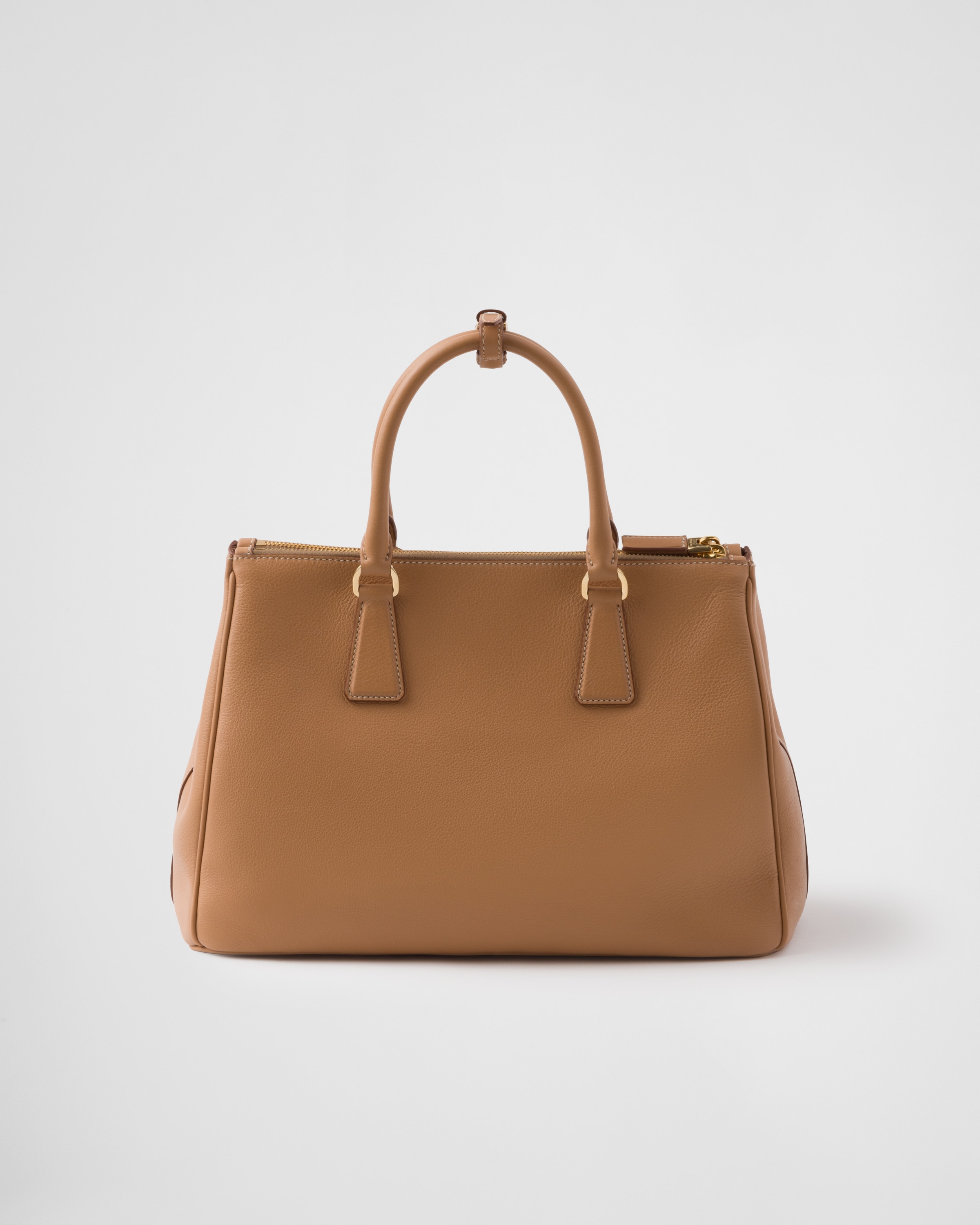 Shop Prada Large Galleria Leather Bag With Floral Appliqués In Natural/orange
