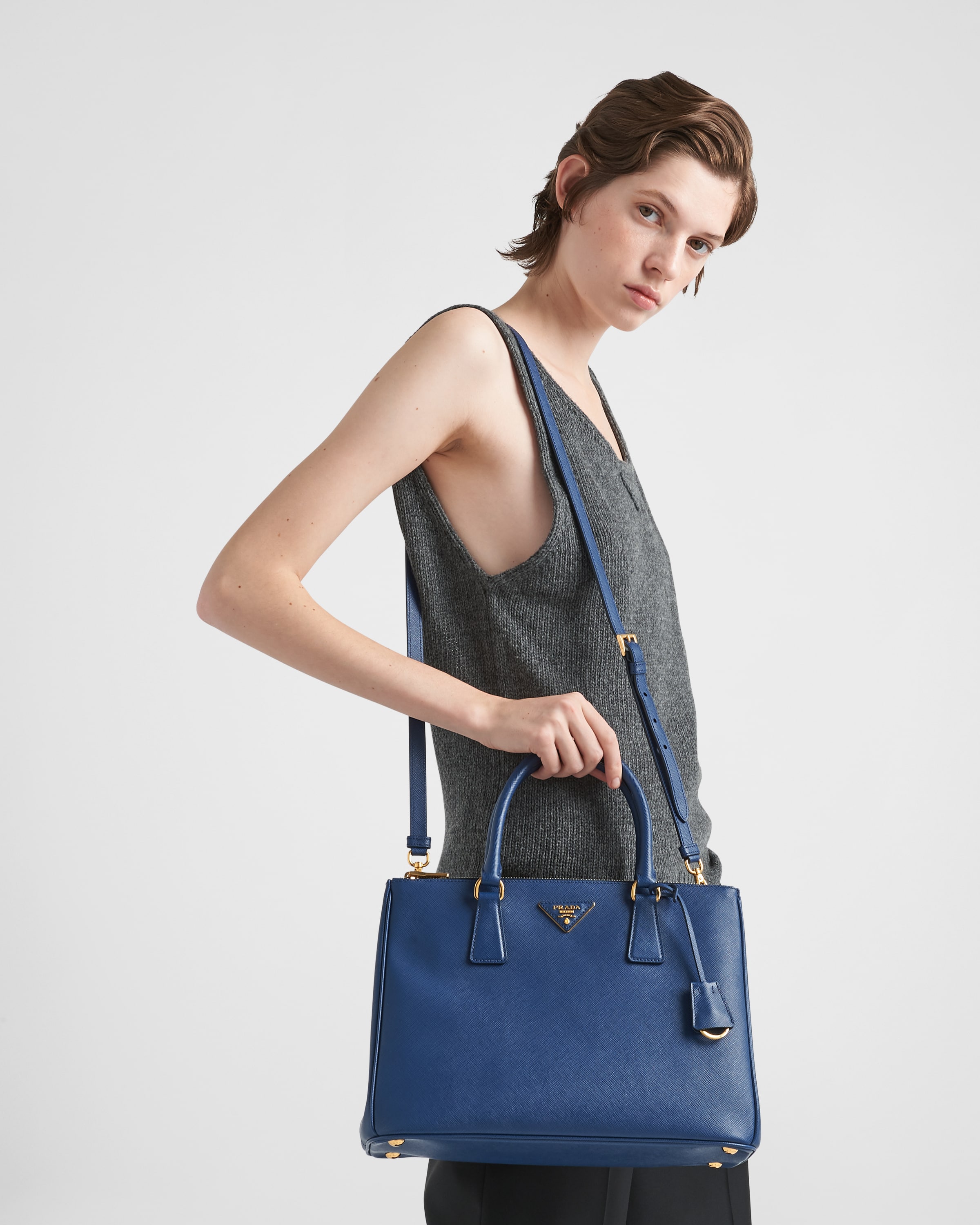 Bluette Large Prada Galleria Saffiano leather bag