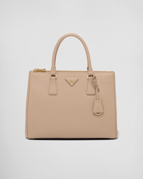 Sand Beige Large Prada Galleria Saffiano leather bag | Prada