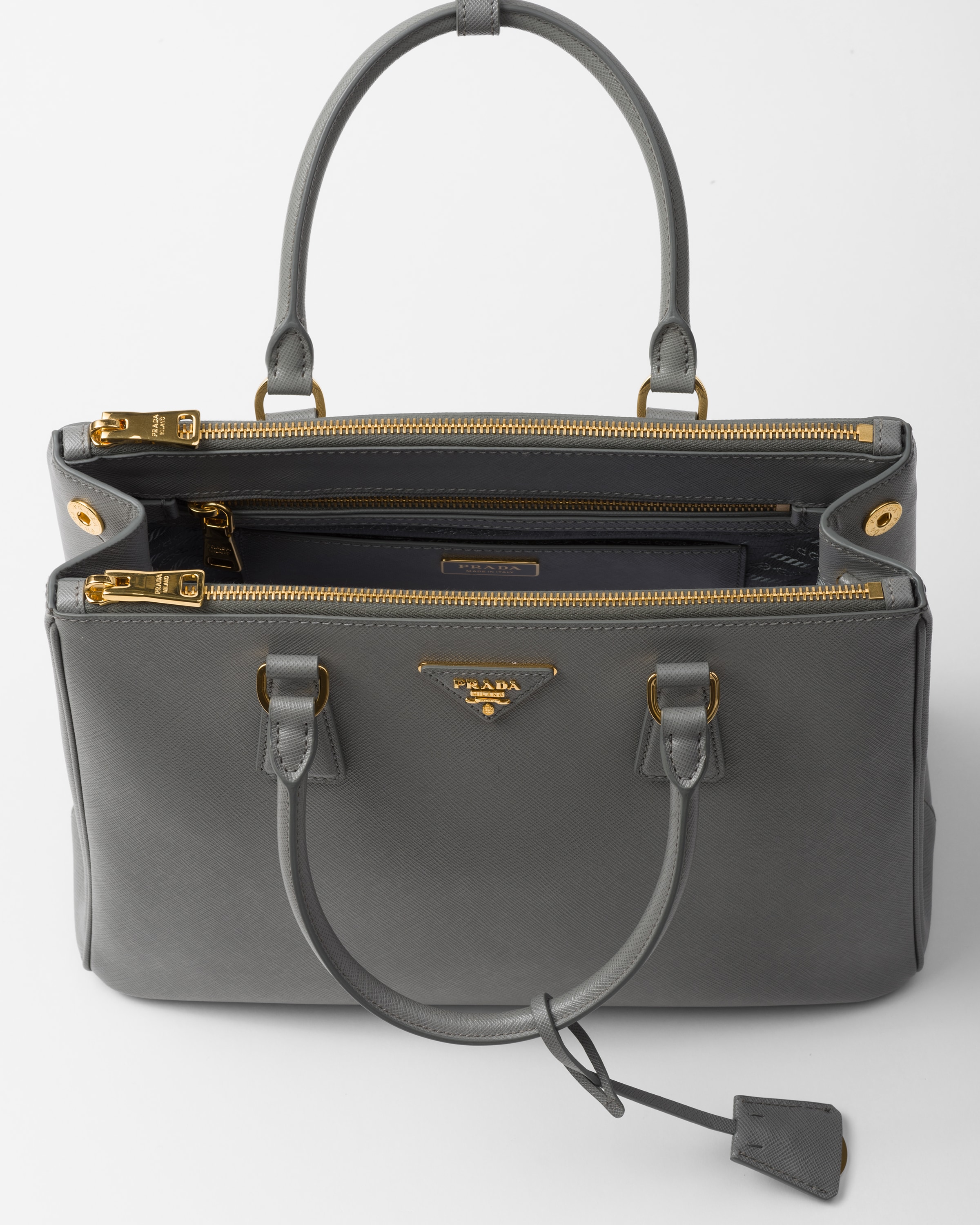 Prada Grey Saffiano Lux Leather Executive Galleria Tote Prada