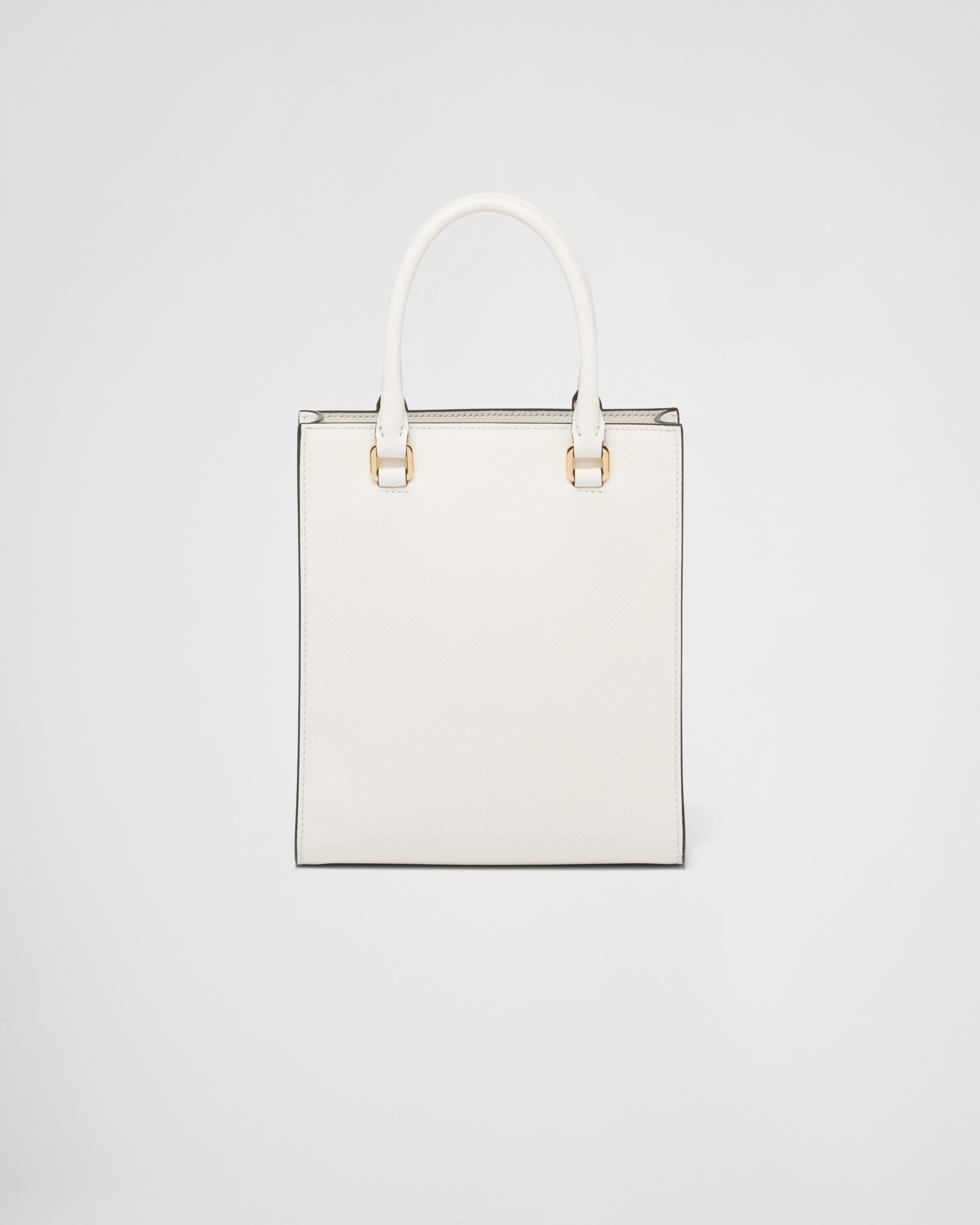 ホワイト スモール サフィアーノレザー ハンドバッグ | Prada