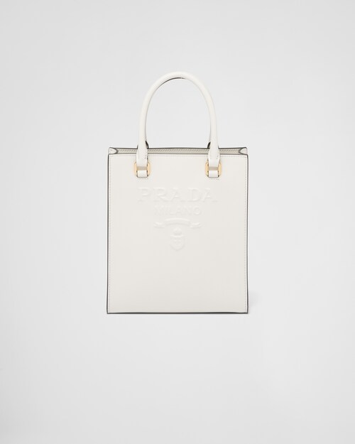 ホワイト スモール サフィアーノレザー ハンドバッグ | Prada