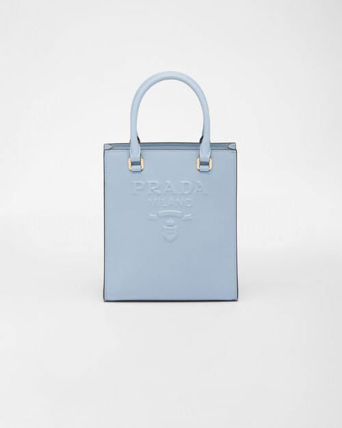 Light Blue Small Saffiano leather handbag | Prada