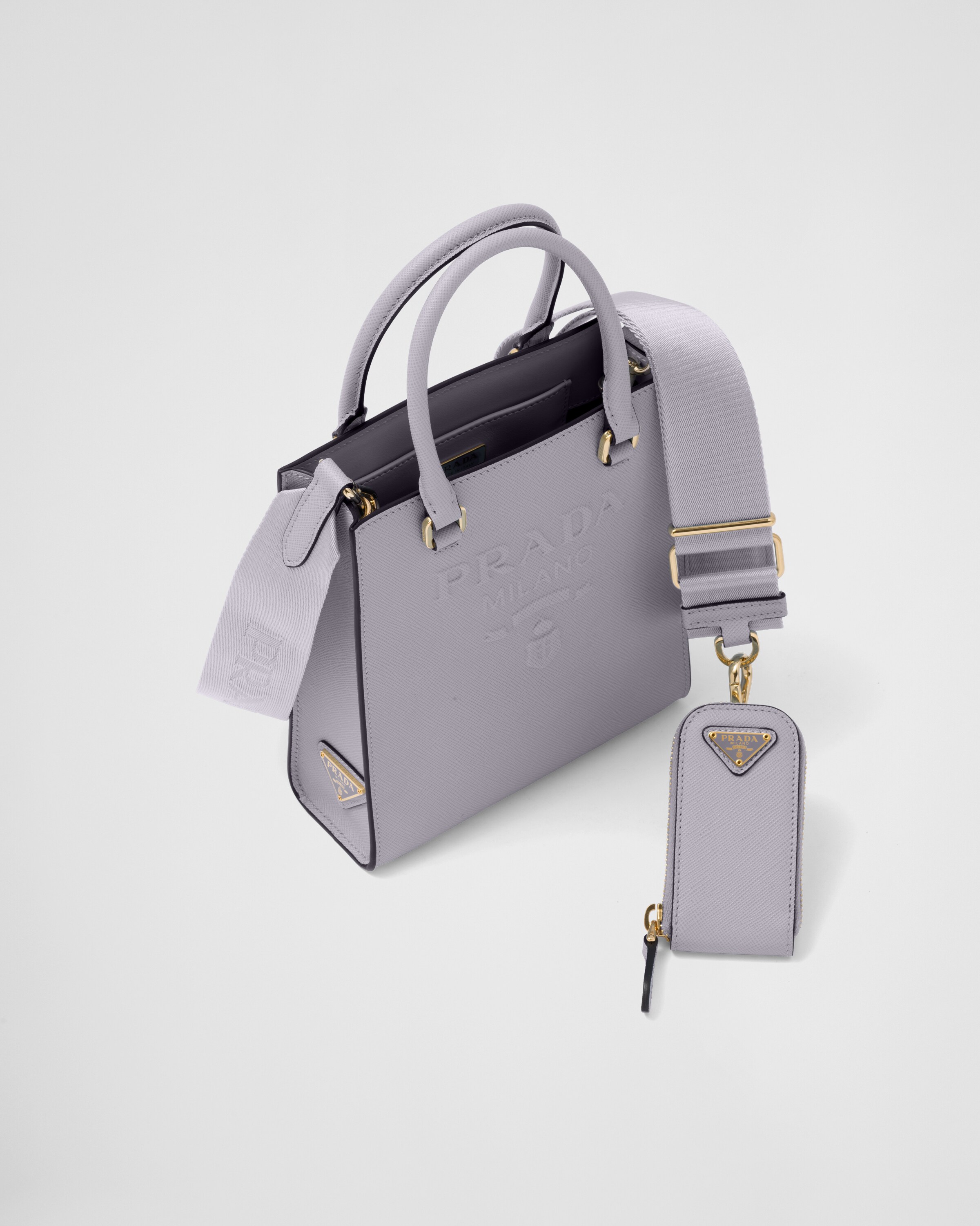 Prada حقيبة يد من جلد سافيانو بحجم صغير 3