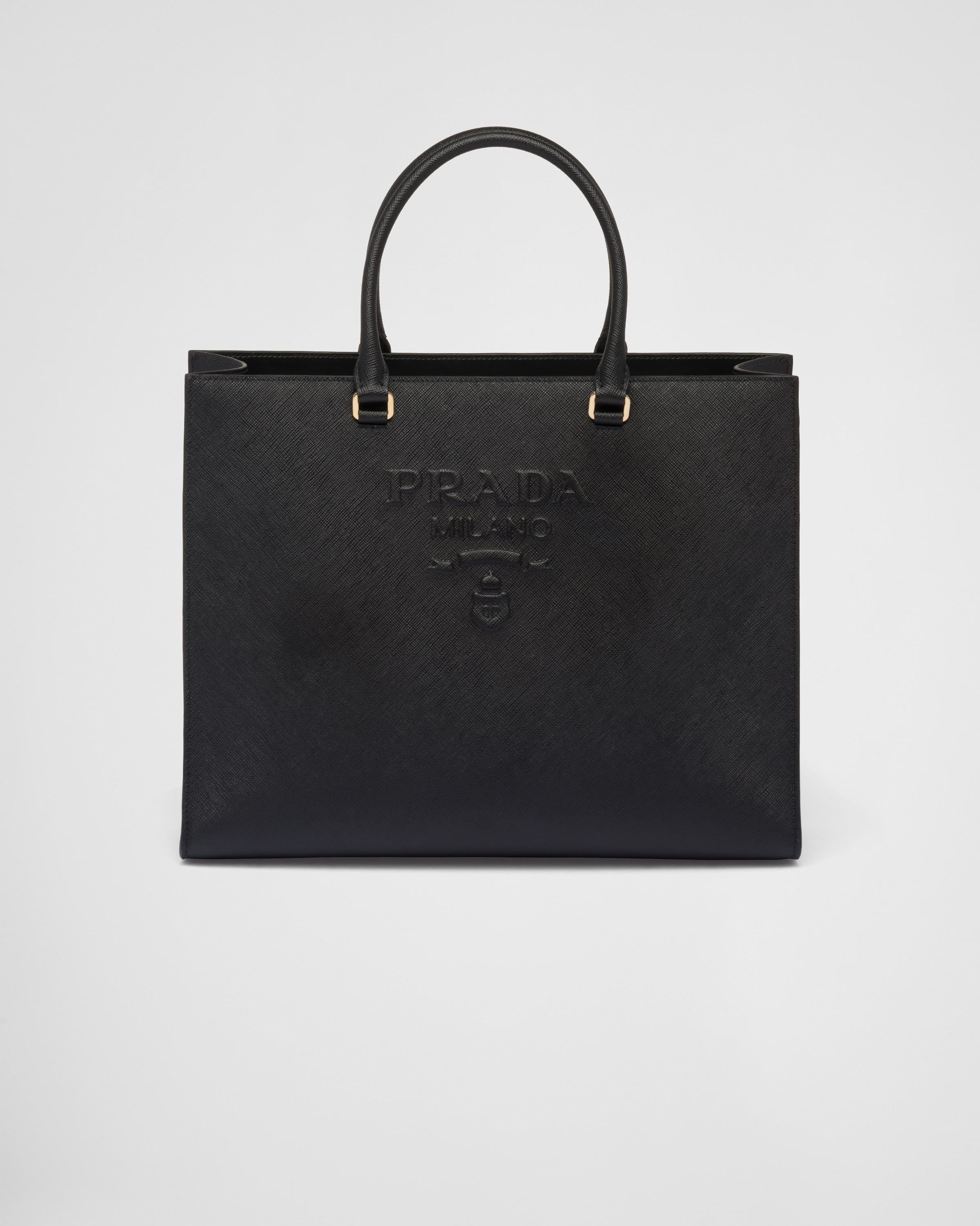 Prada Saffiano Leather Shoulder Bag In Black