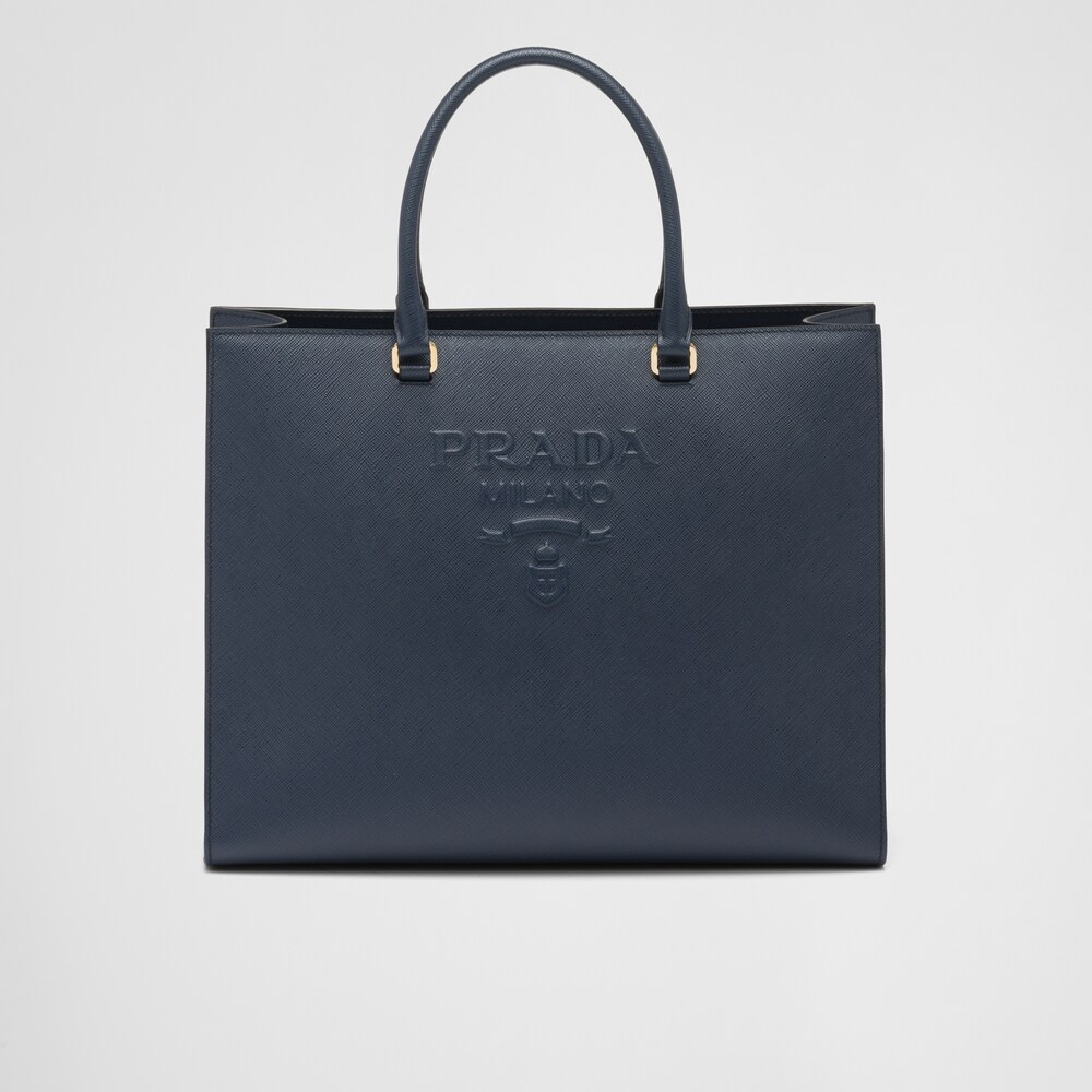 Baltic Blue Large Saffiano leather handbag Prada