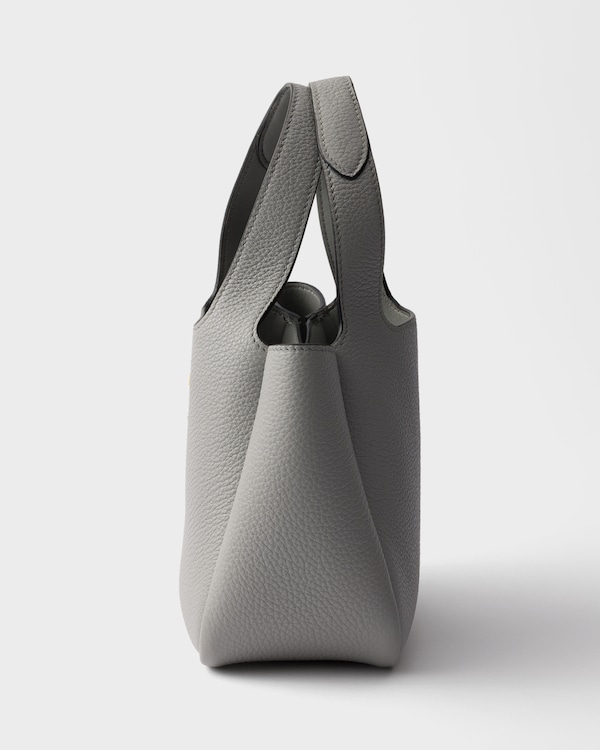 レザー ミニハンドバッグ - ライトグレー レザー ミニハンドバッグ - ライトグレー