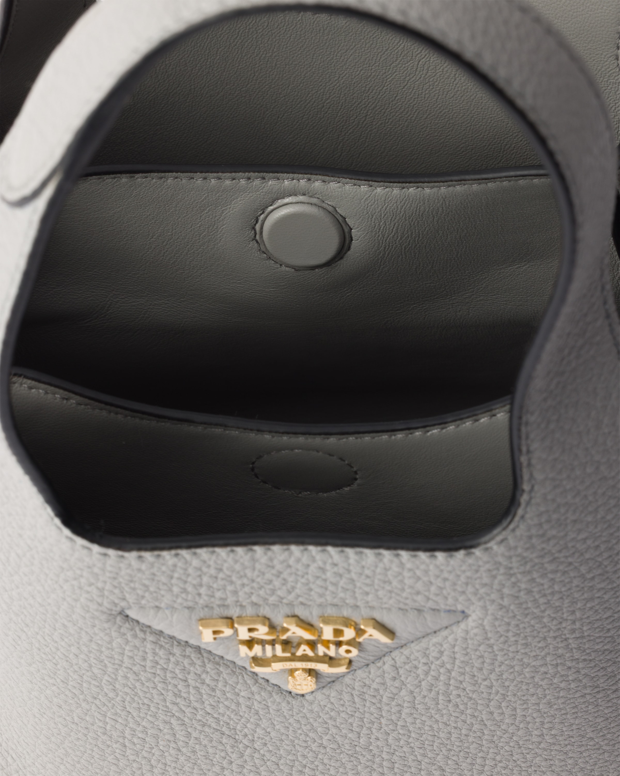 Granite Gray Mini Leather Handbag | PRADA