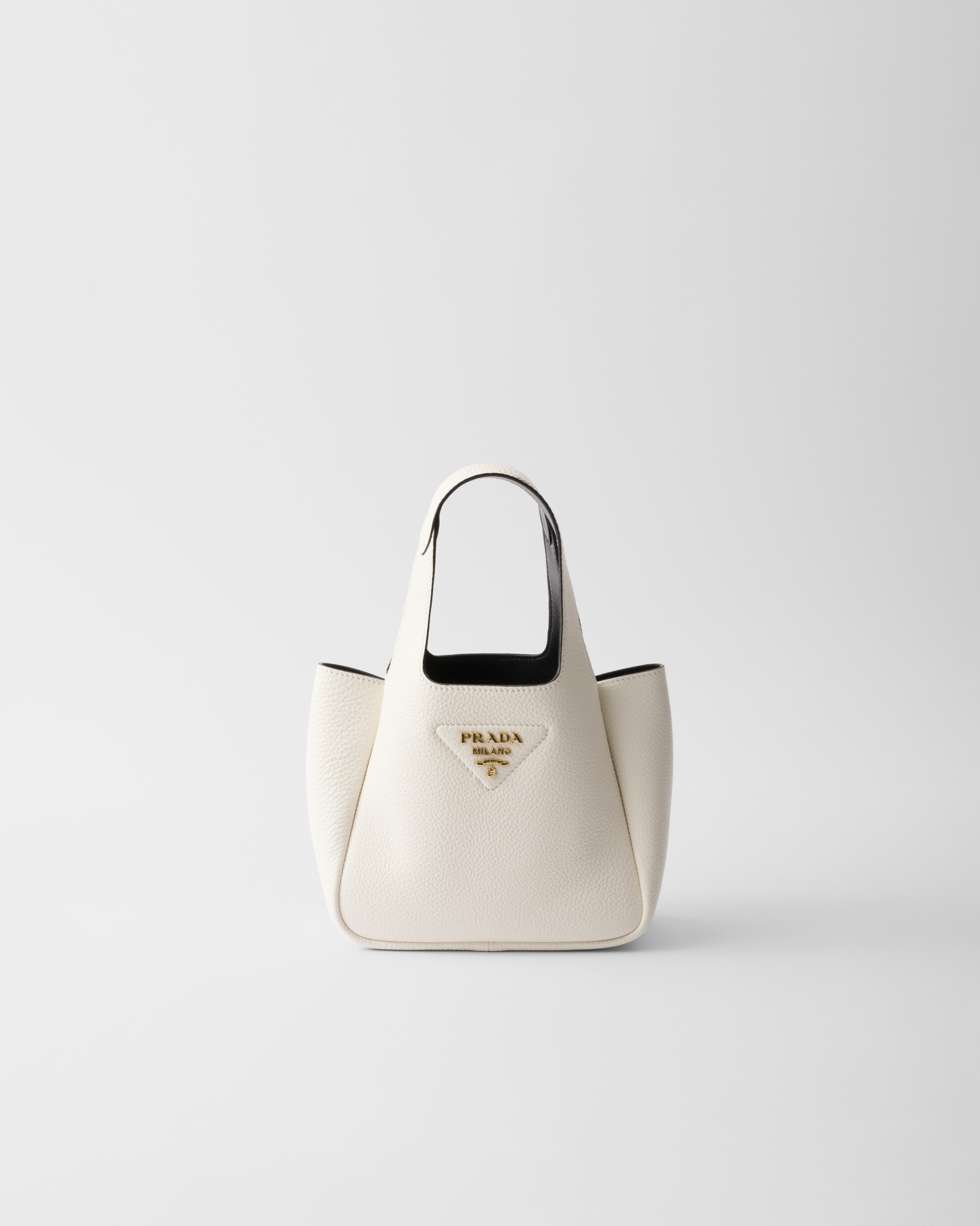 Prada Leather Mini Handbag In White/black