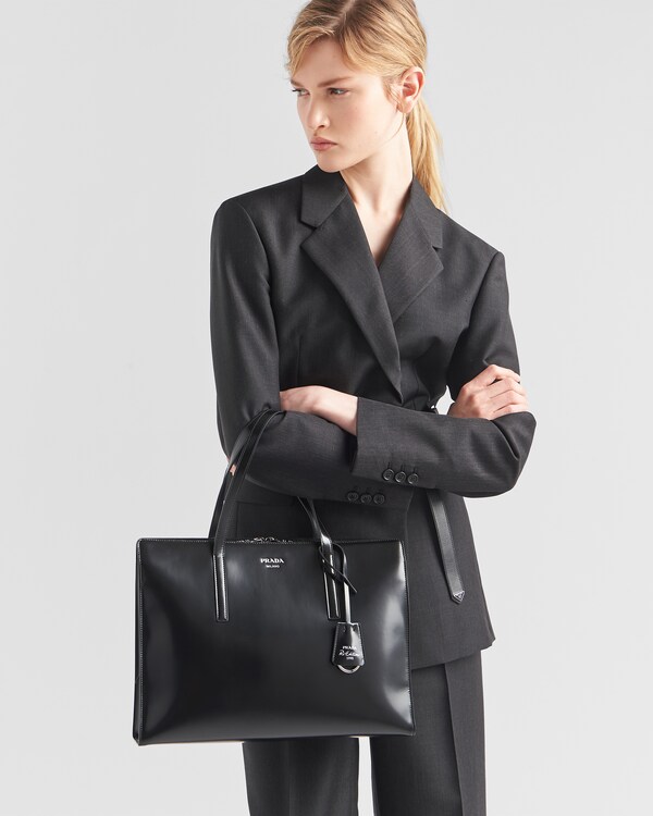 Prada Re-Edition 1995 brushed-leather large handbag - Black Prada Re-Edition 1995 brushed-leather large handbag - Black