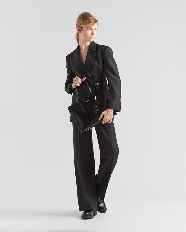 Prada Re-Edition 1995 brushed-leather large handbag - Black Prada Re-Edition 1995 brushed-leather large handbag - Black