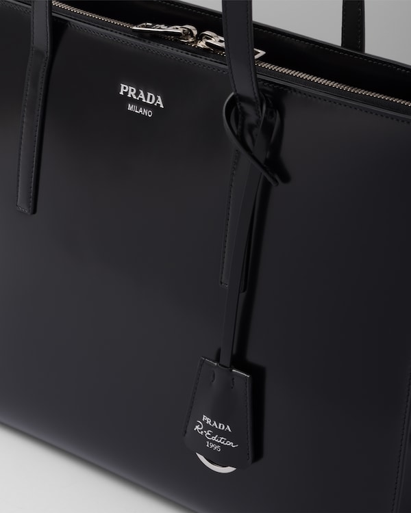 Prada Re-Edition 1995 brushed-leather large handbag - Black Prada Re-Edition 1995 brushed-leather large handbag - Black