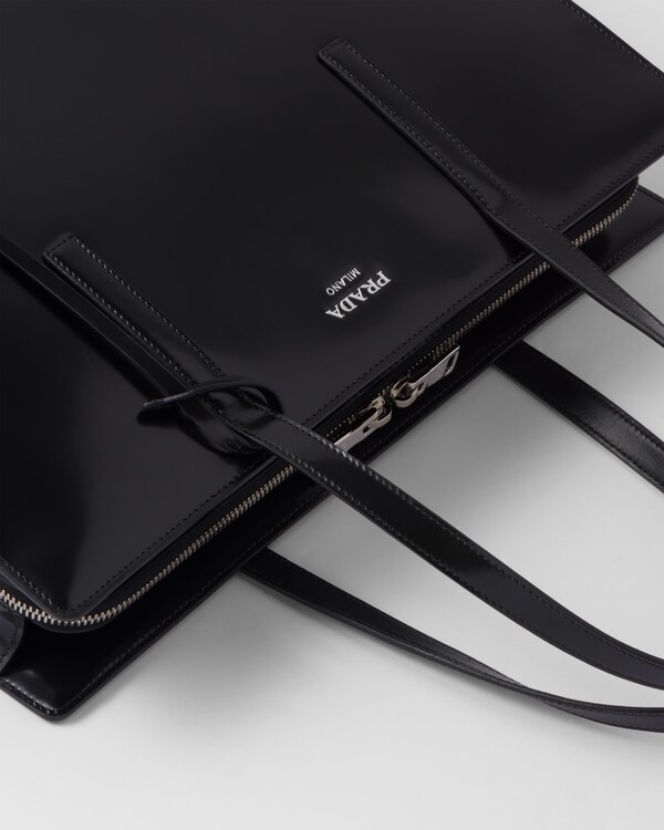 Prada Re-Edition 1995 brushed-leather large handbag - Black Prada Re-Edition 1995 brushed-leather large handbag - Black