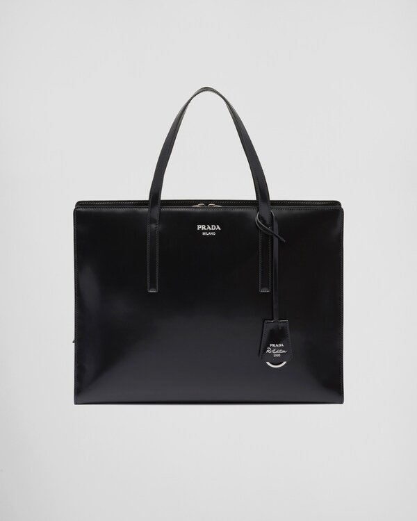 Prada Re-Edition 1995 brushed-leather large handbag - Black Prada Re-Edition 1995 brushed-leather large handbag - Black