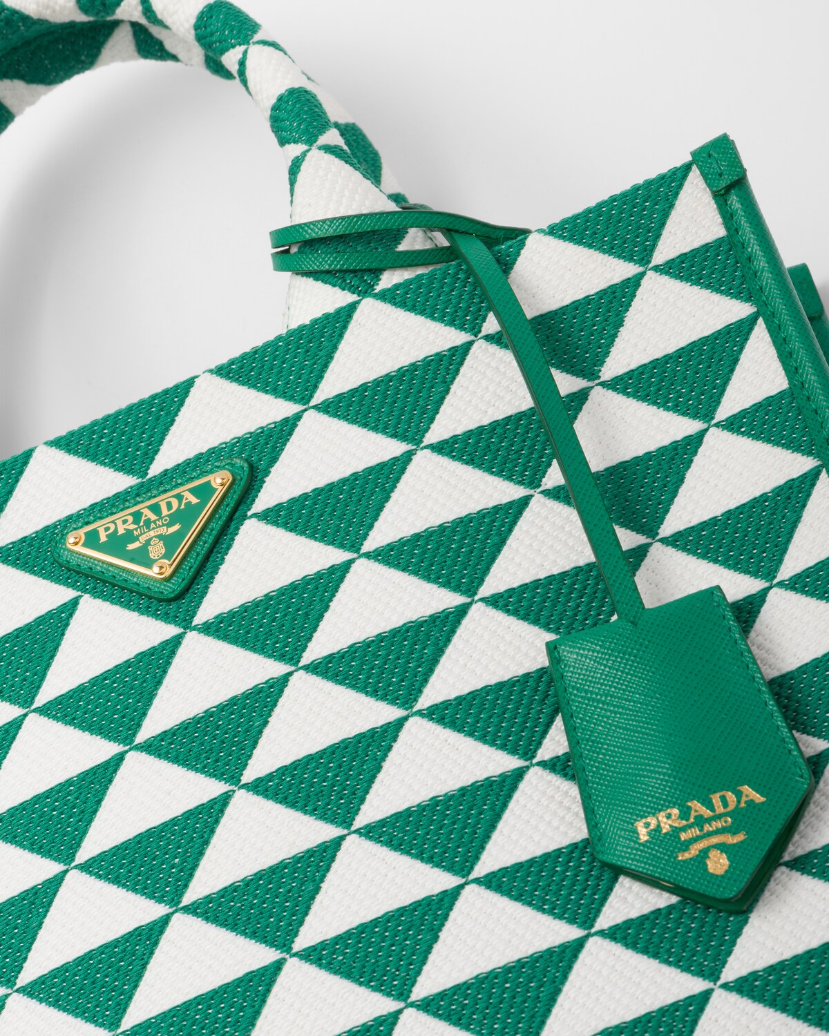 Prada Small Symbole Embroidered Fabric Handbag