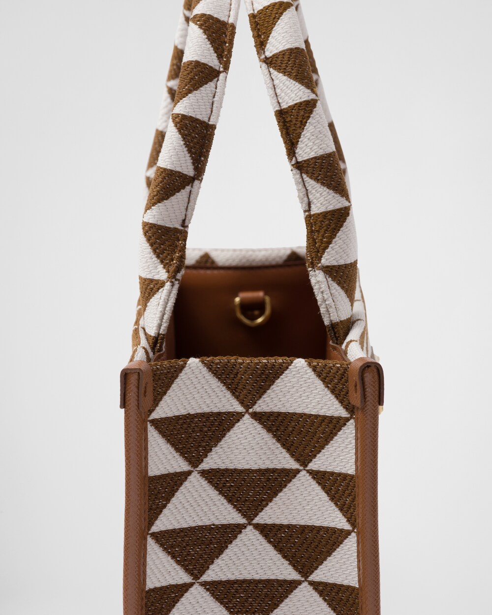 Bolso Prada Symbole pequeño de tejido jacquard Tabaco/blanco Greda | Prada