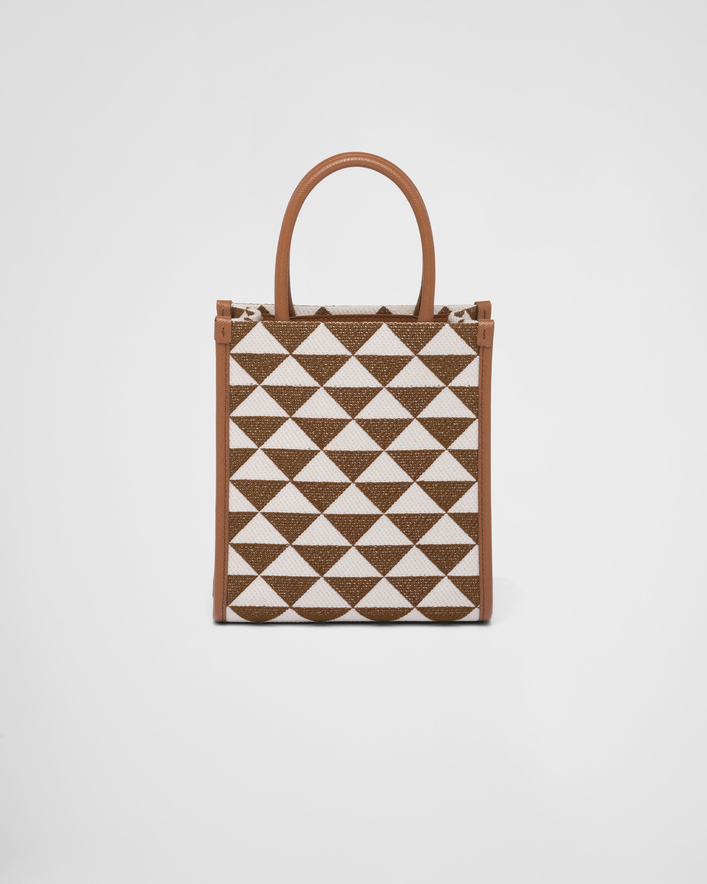 Prada Two Tone Woven Tote Bag in Brown