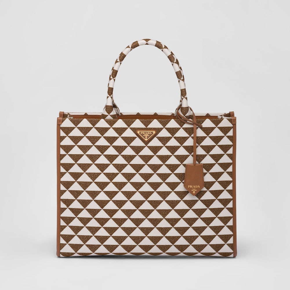 Prada Large Prada Symbole embroidered fabric handbag 1