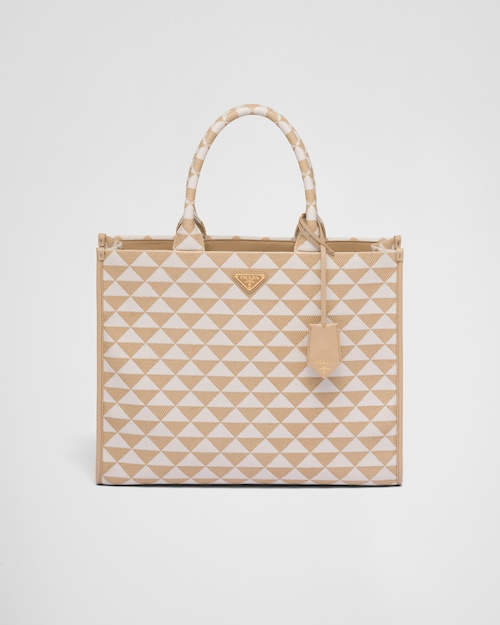 Prada Grand sac à main Prada Symbole en tissu brodé 1