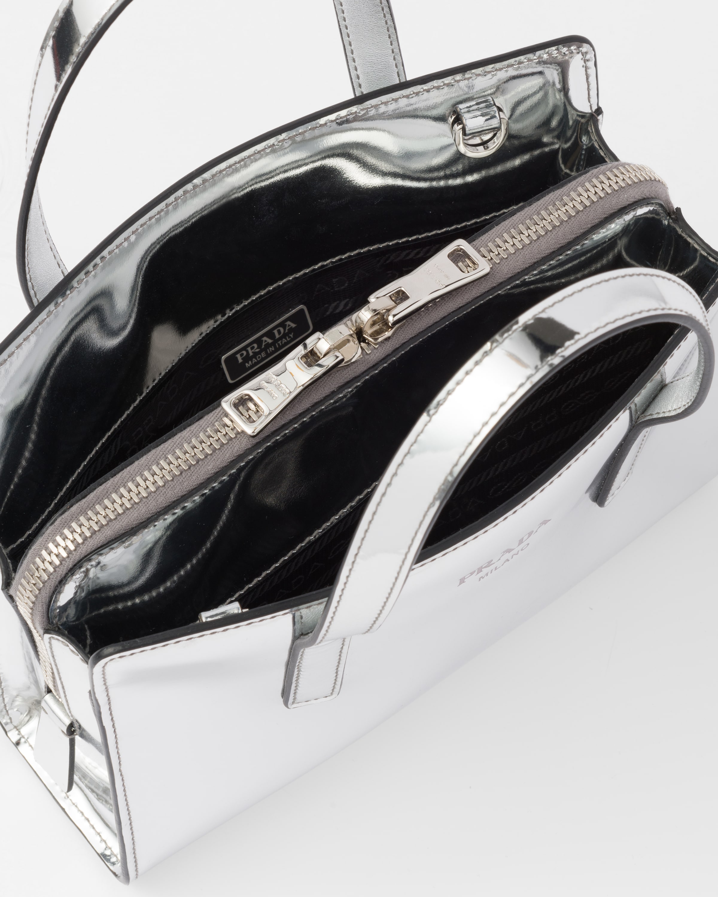 Silver Prada Re edition 1995 Brushed leather Mini Handbag PRADA