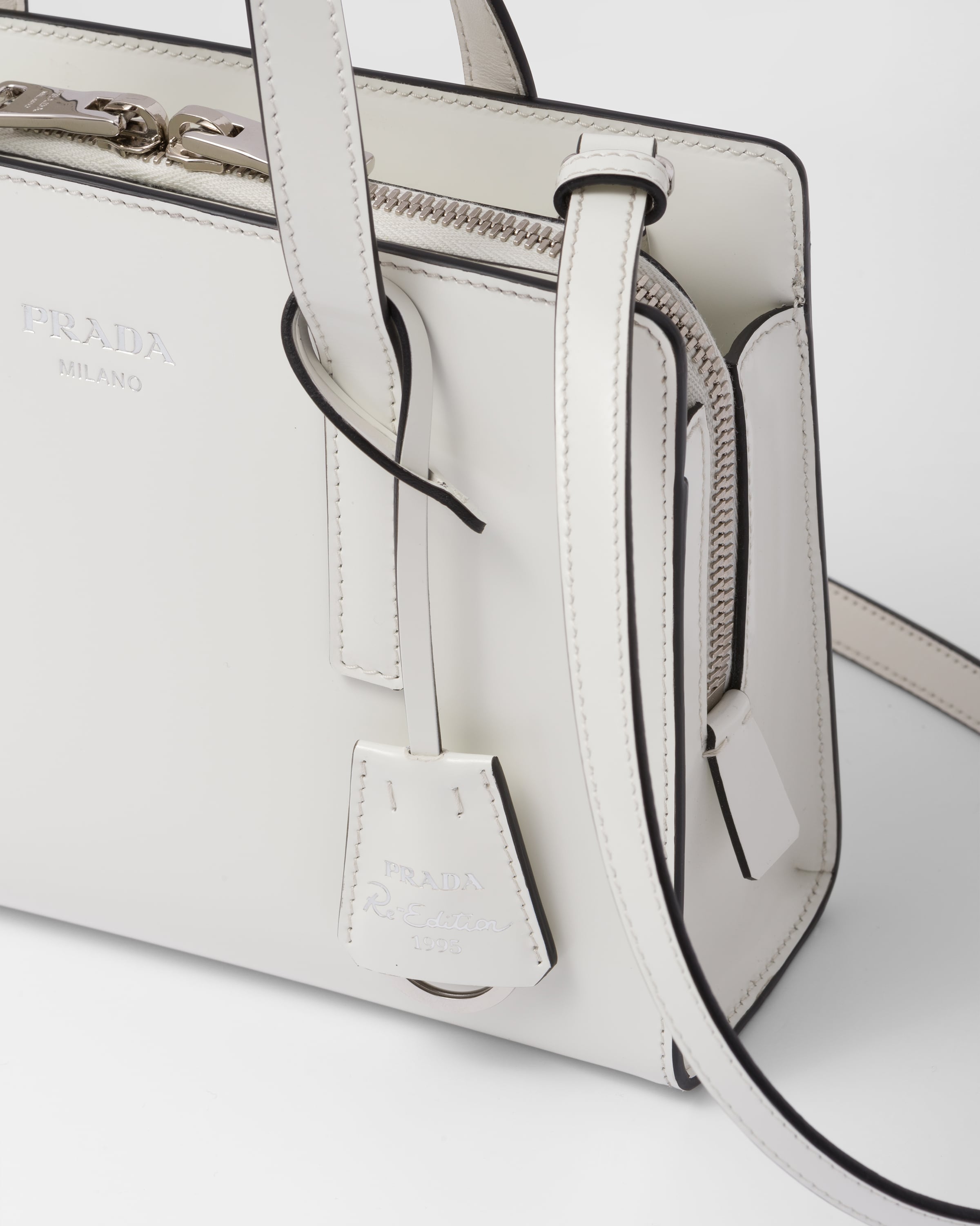 White Prada Re edition 1995 Brushed leather Mini Handbag PRADA