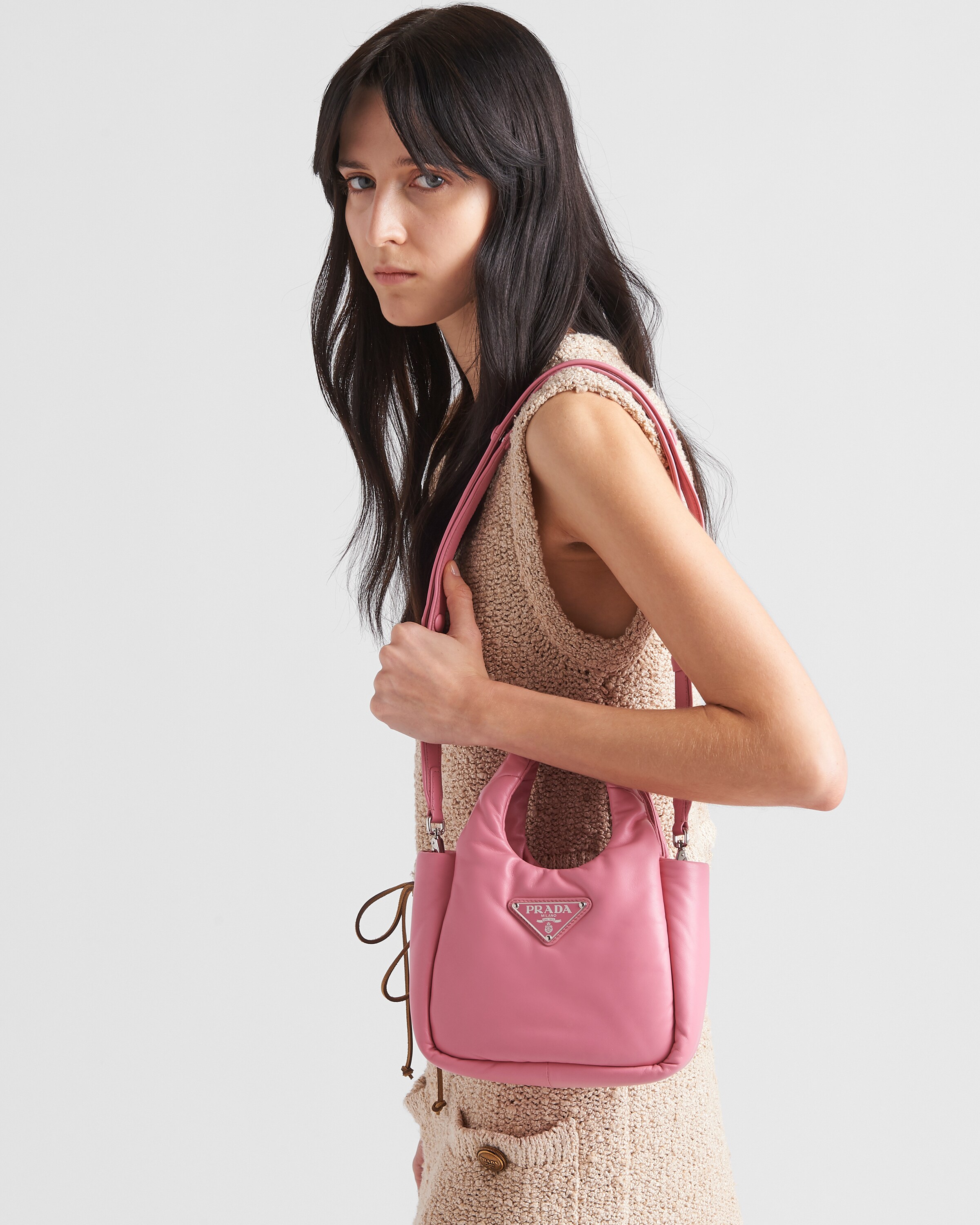 Geranium Pink Small padded Prada Soft nappa-leather bag | Prada