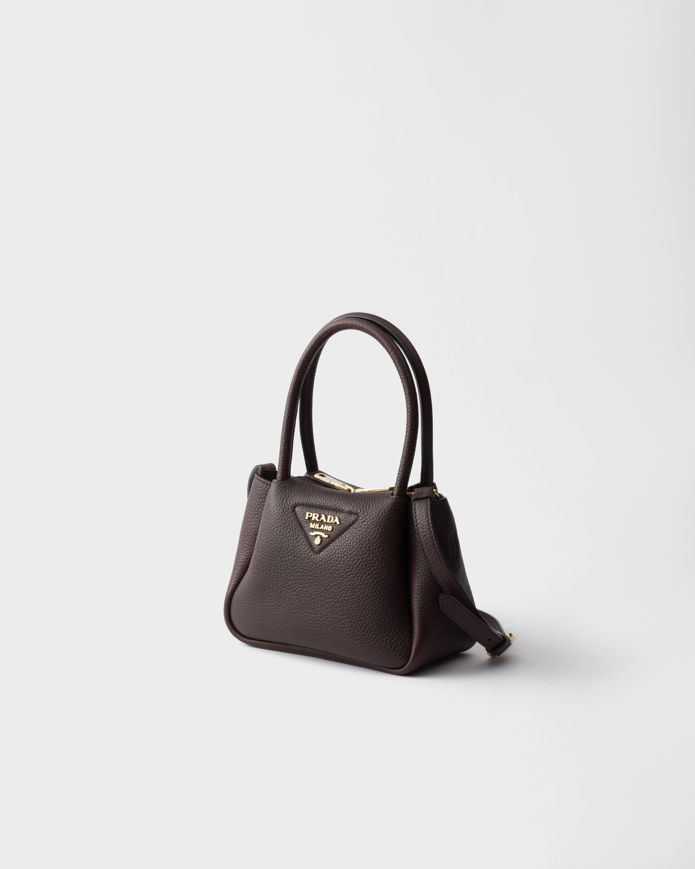 PRADA ハンドバッグ レザー パンチング加工 ダークブラウン ダークブラウン レザー ミニハンドバッグ | PRADA - 日本
