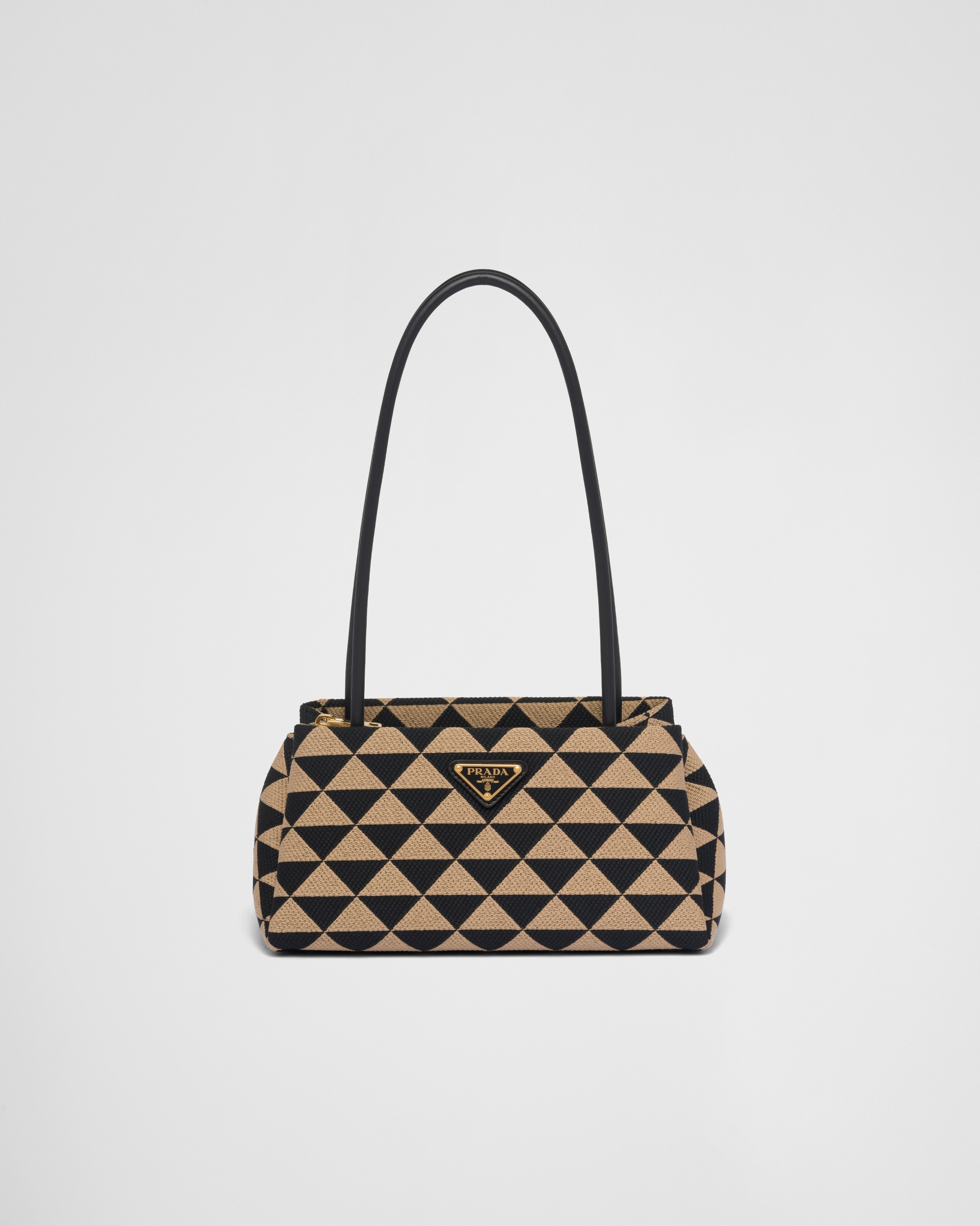 PRADA Jacquard Large Symbole Tote Black Beige 1229216