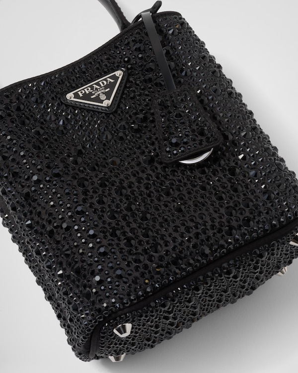 حقيبة Prada Panier من الساتان مرصعة بالكريستال - أسود حقيبة Prada Panier من الساتان مرصعة بالكريستال - أسود