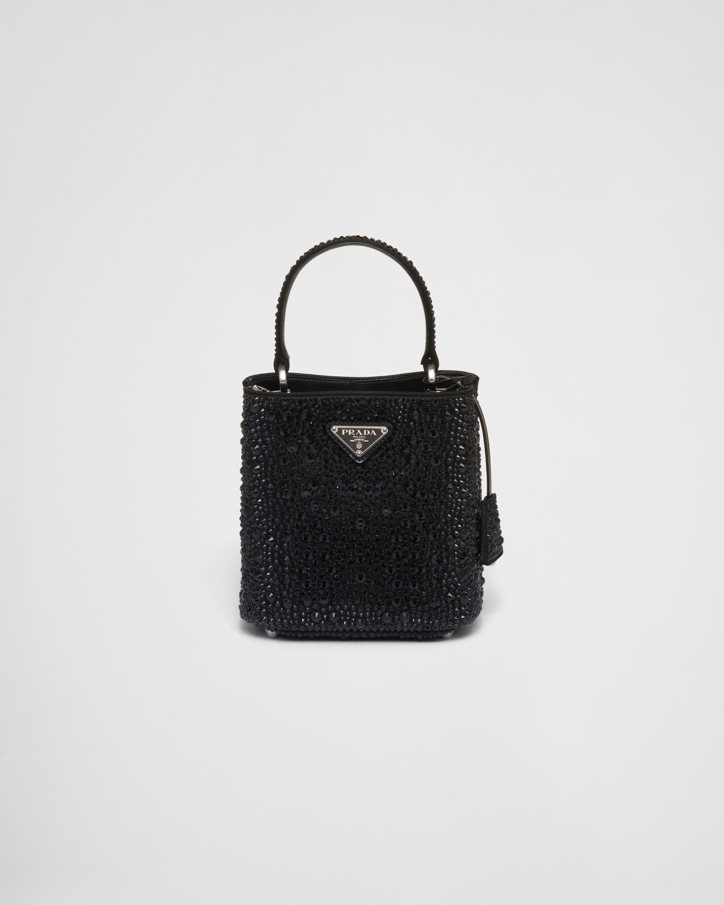 Black Prada Panier Satin Bag With Crystals | PRADA