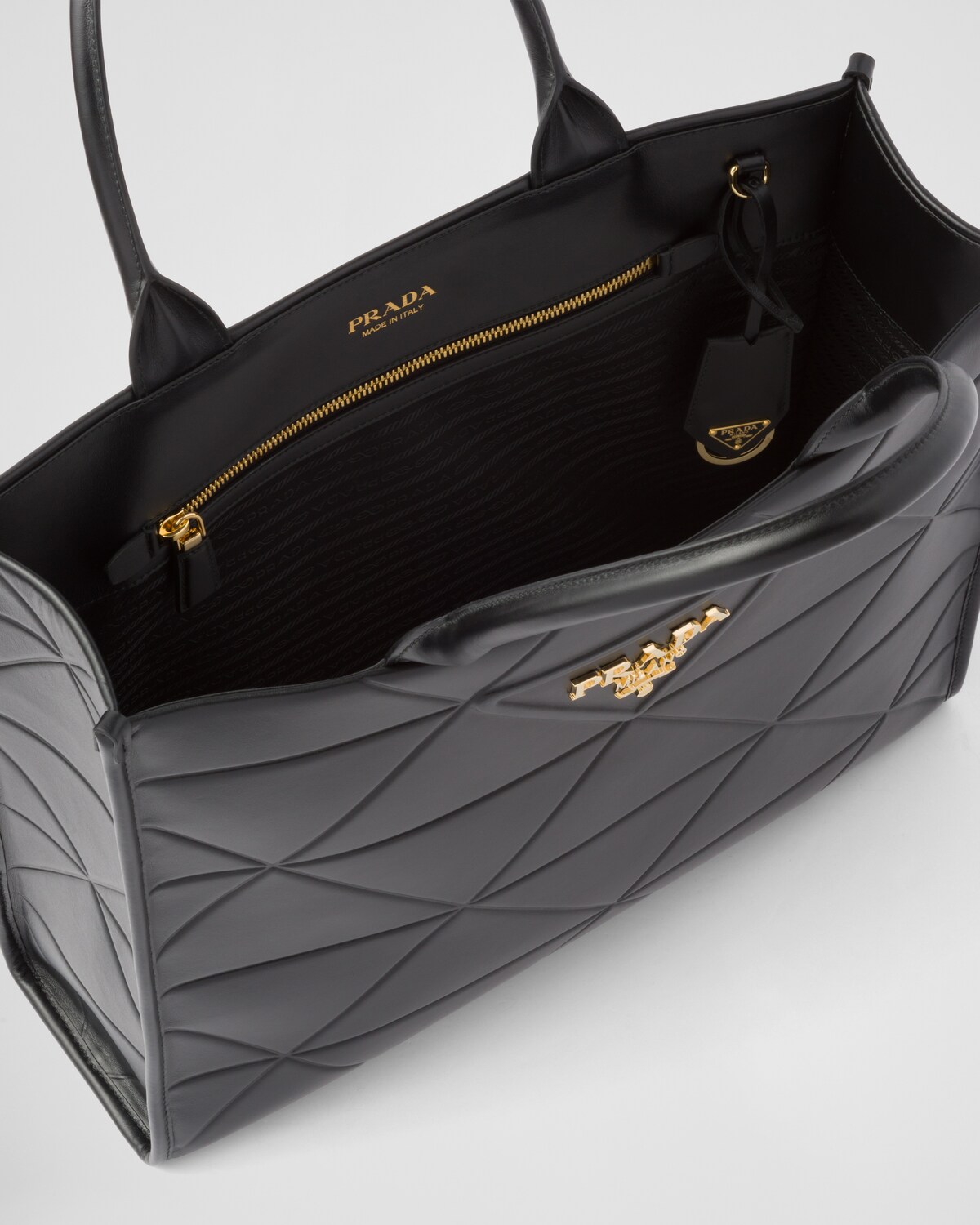 Black Large Leather Prada Symbole Bag With Topstitching PRADA