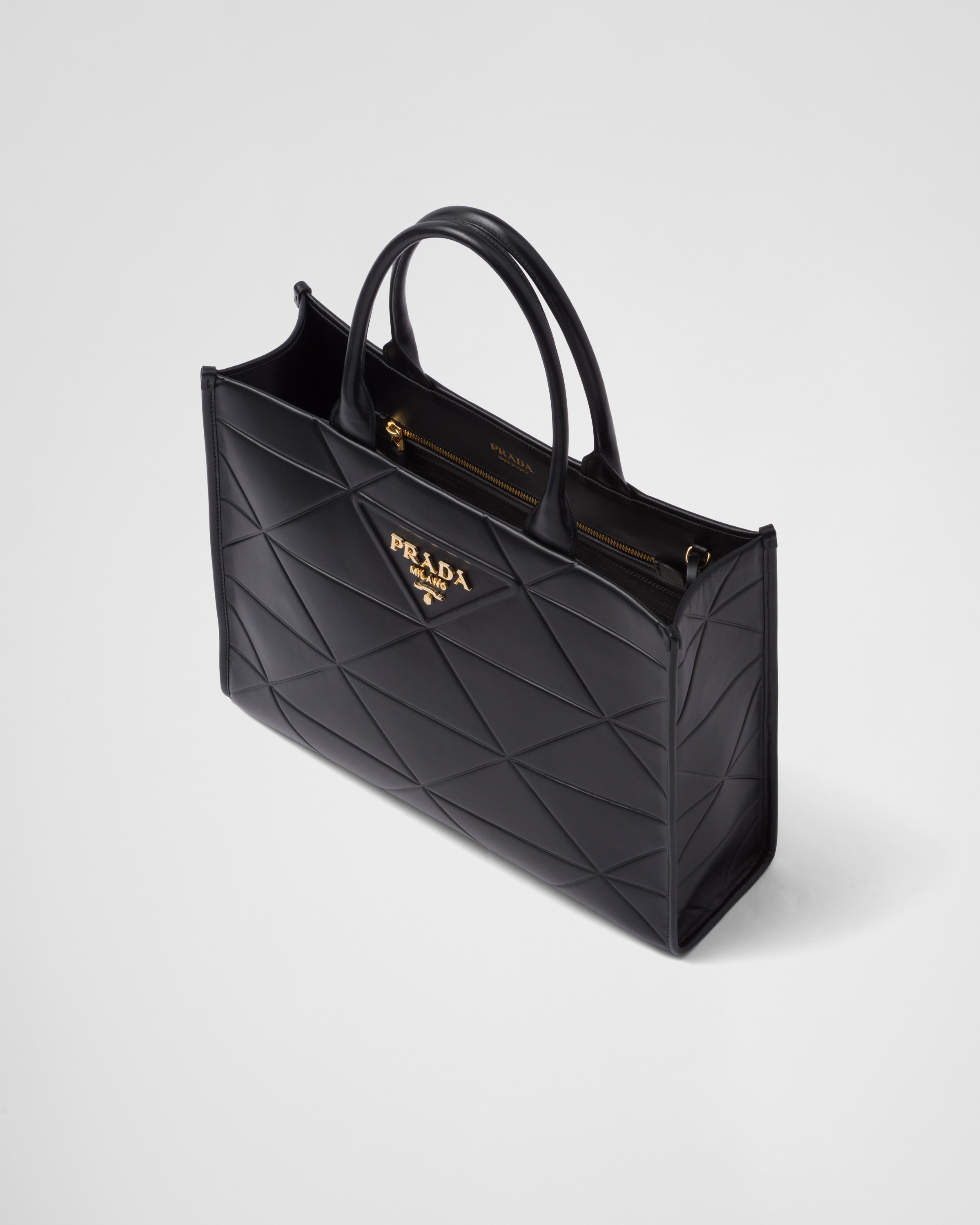 Black Large Leather Prada Symbole Bag With Topstitching PRADA