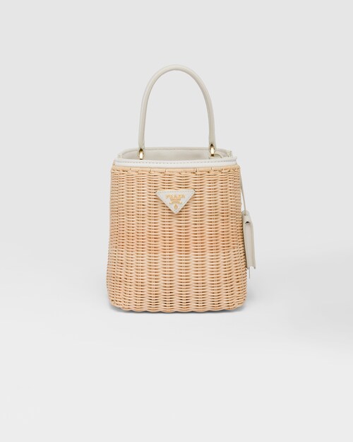 Prada Sac Prada Panier en osier et toile 1