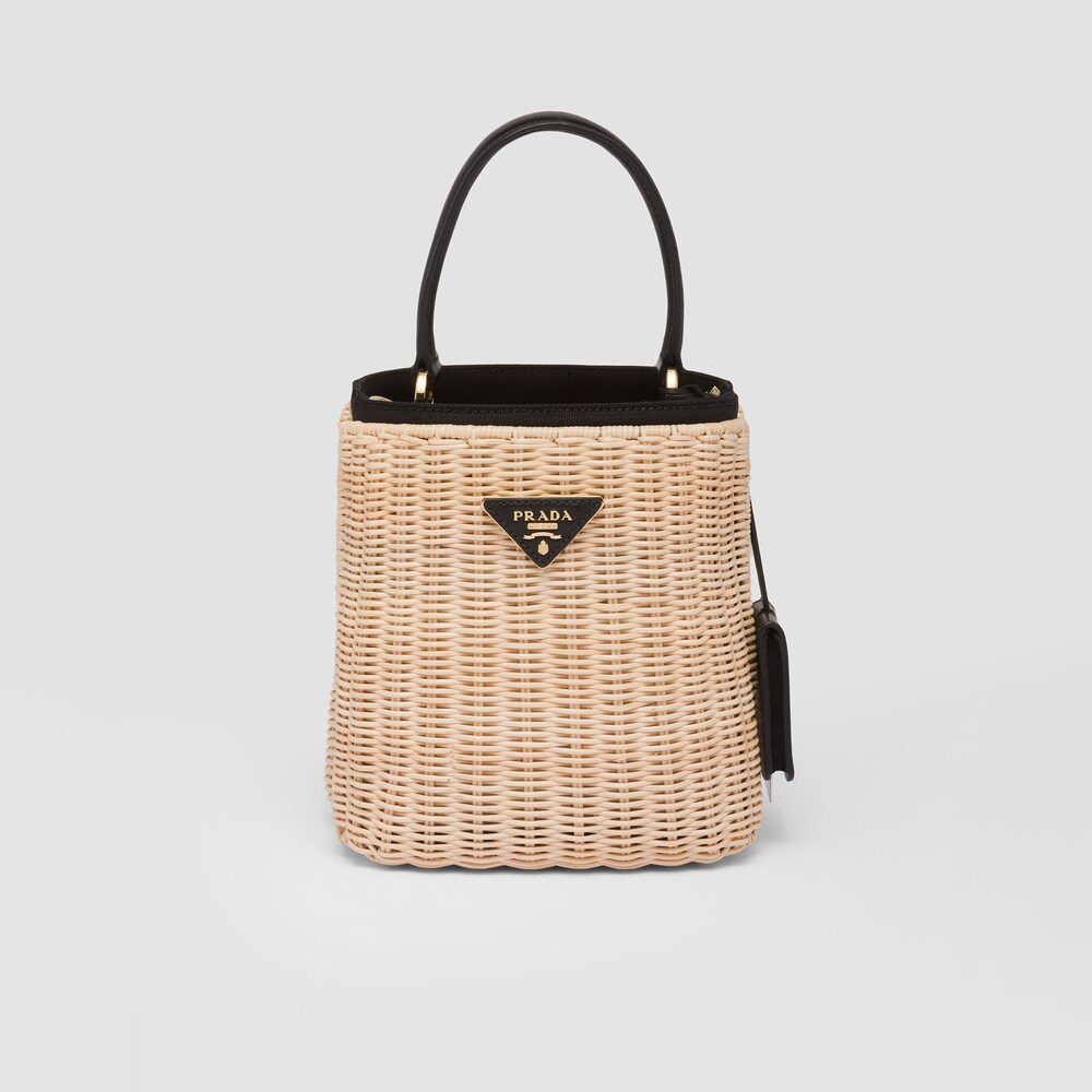 Prada Sac Prada Panier en osier et toile 1